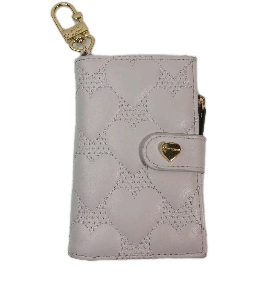 Betsey Johnson Heart XO Wallet Credit Card Case with Key Ring Lavender Purple