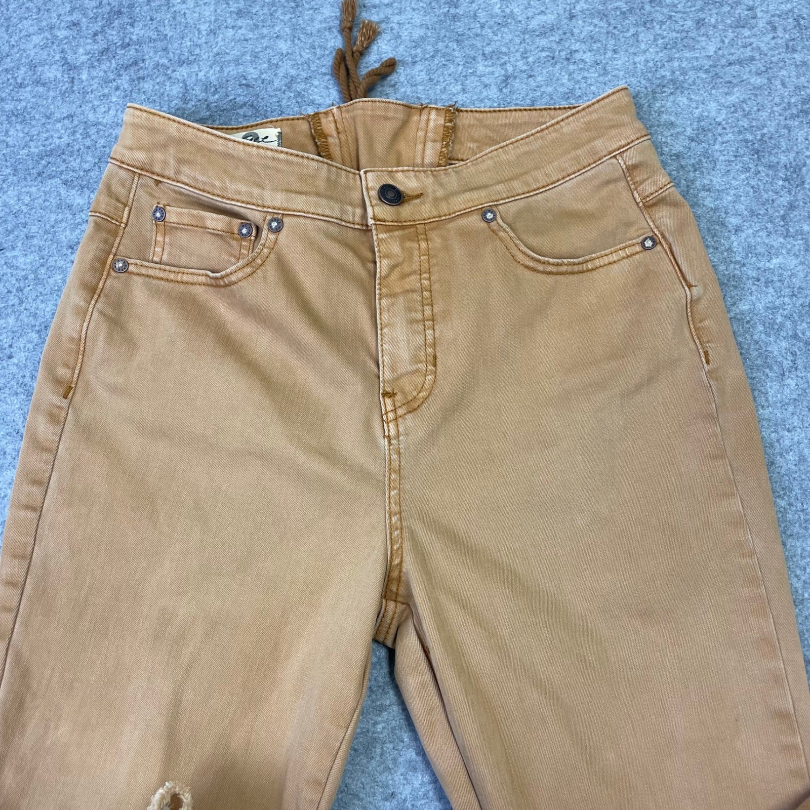 We The Free People Lace Up Back Curvy Just Float On Flare Jeans 29 Tan Boho