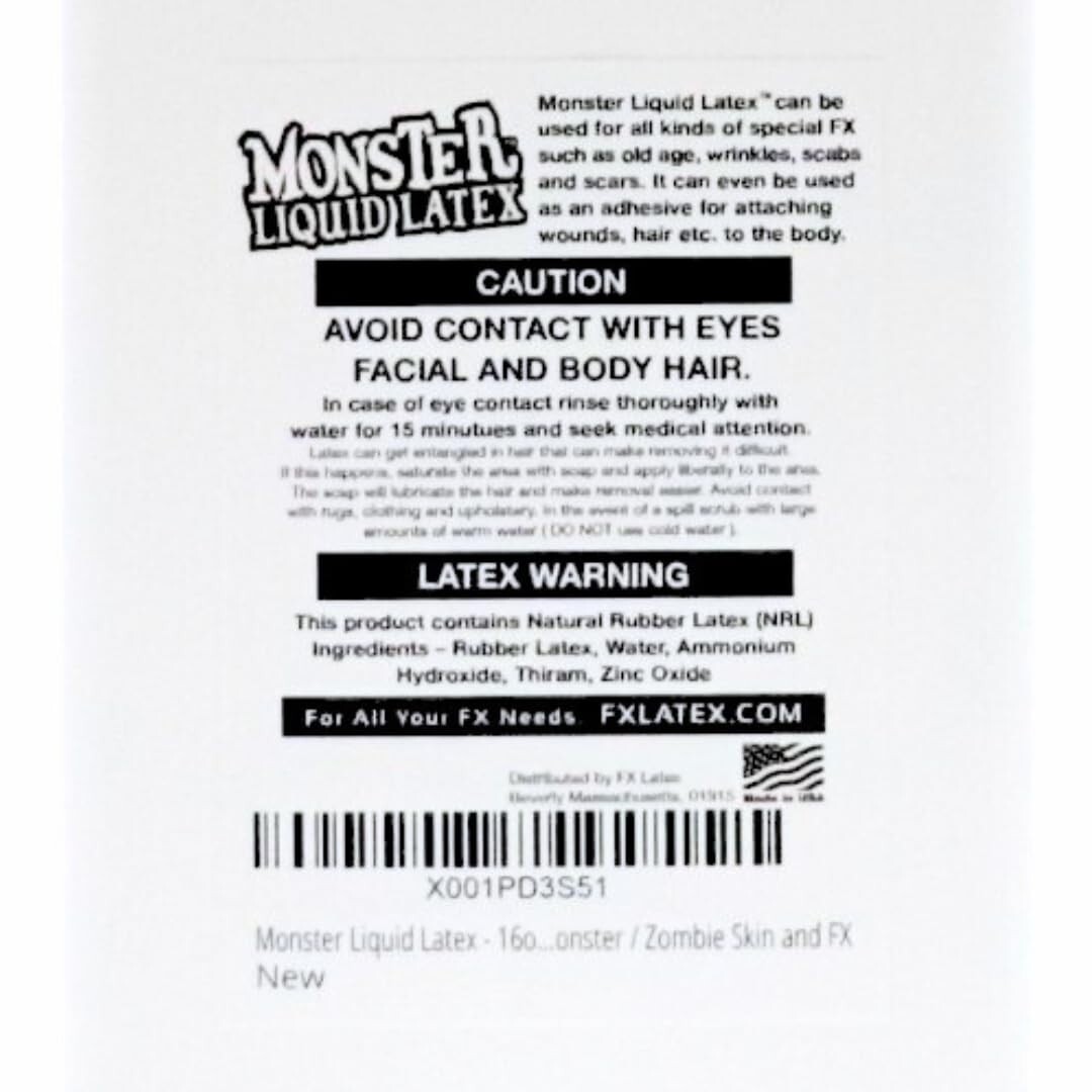 Monster Liquid Latex – Dries CLEAR – Creates Zombie Skin and FX