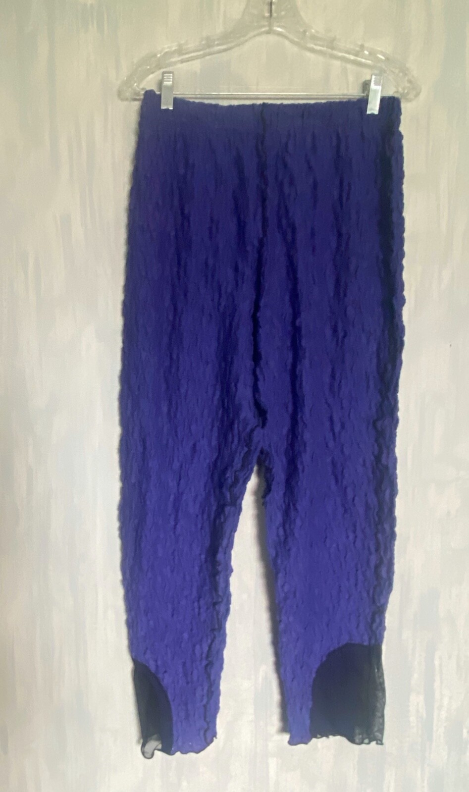 NOBLU / BREAKFAST IN TOKYO Lagenlook Purple Crinkle Gauze Cotton Pants w Mesh M