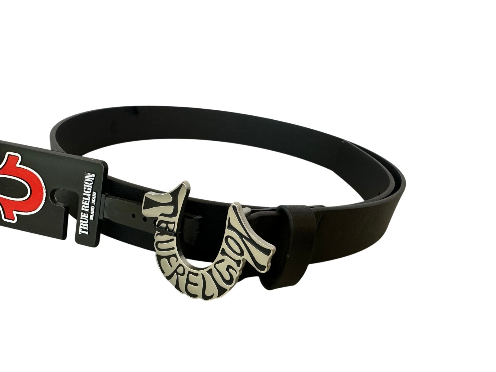 True Religion Men Belt TR304820 Shoup Leather Black Nickel Buckle $50.00
