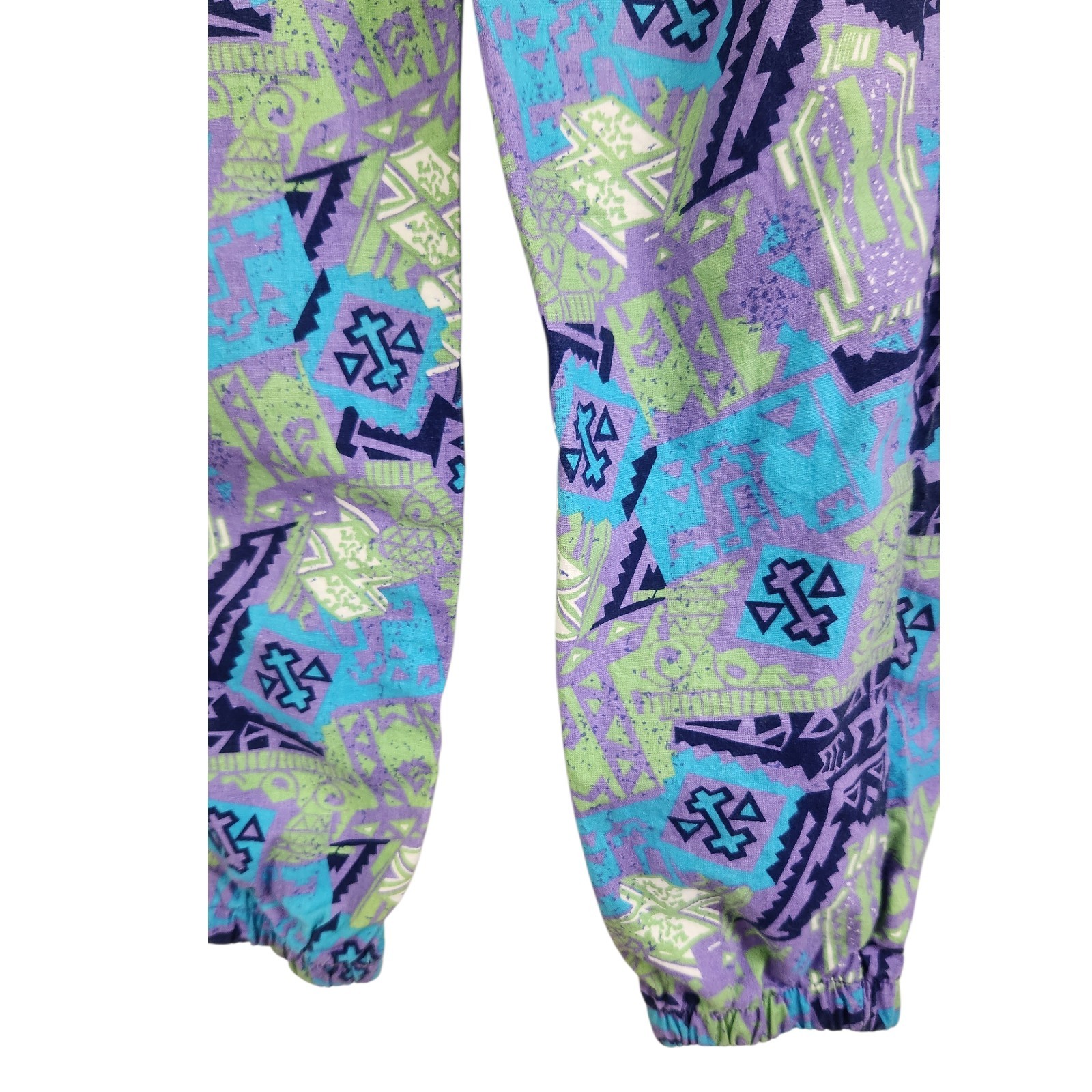 80s 90s Vtg Gitano Boys XL 26×31″ Colorful Hammer Jogger Pants Purple Hip Hop