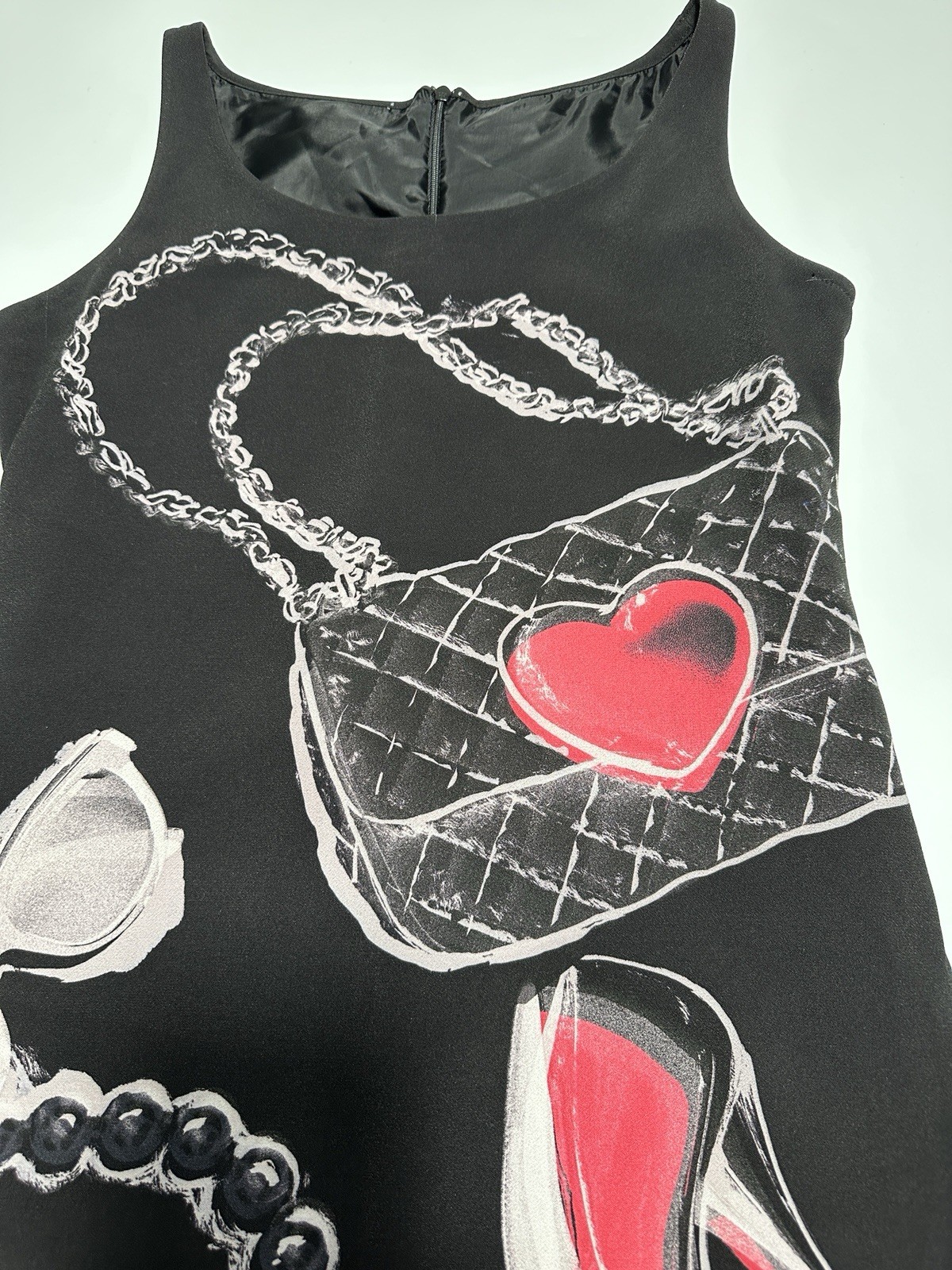 Moschino Cheap Chic Handbag Heels Graphic Print Mini Shift Dress IT 40 US 6 Y2K