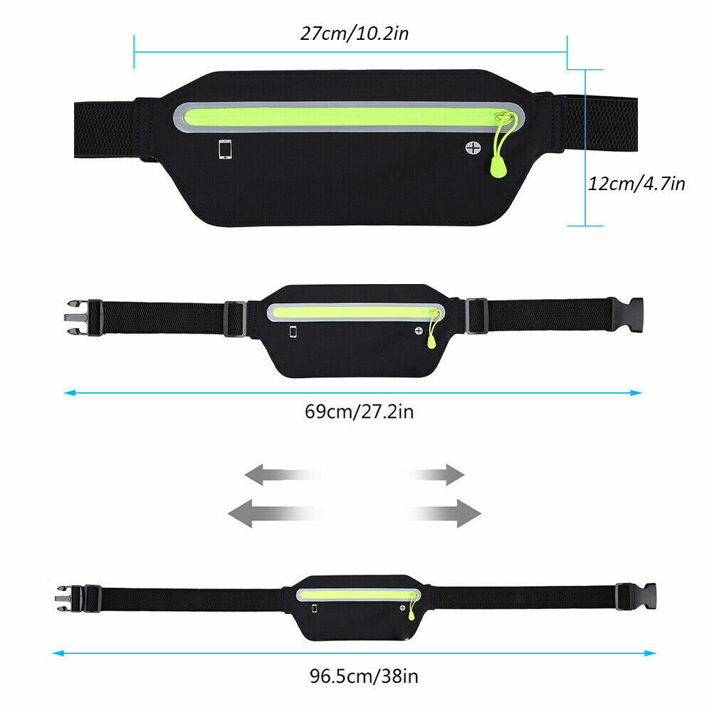 Waterproof Sport Runner Waist Bum Bag Running Jogging Belt Pouch Zip Fanny Pack