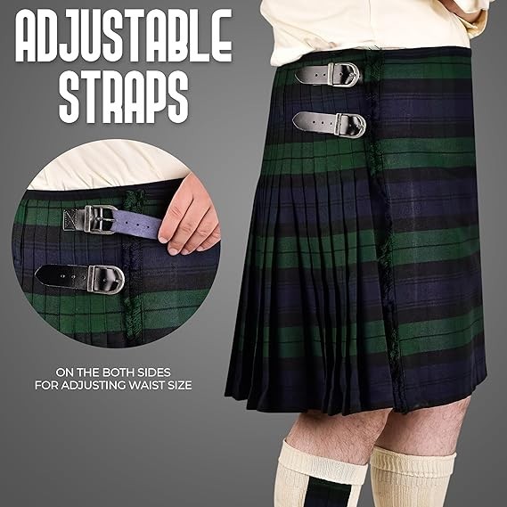 Kilt for Men I Scottish Tartan Kilt Polyviscose 8 Yard Traditional Mens Kilt