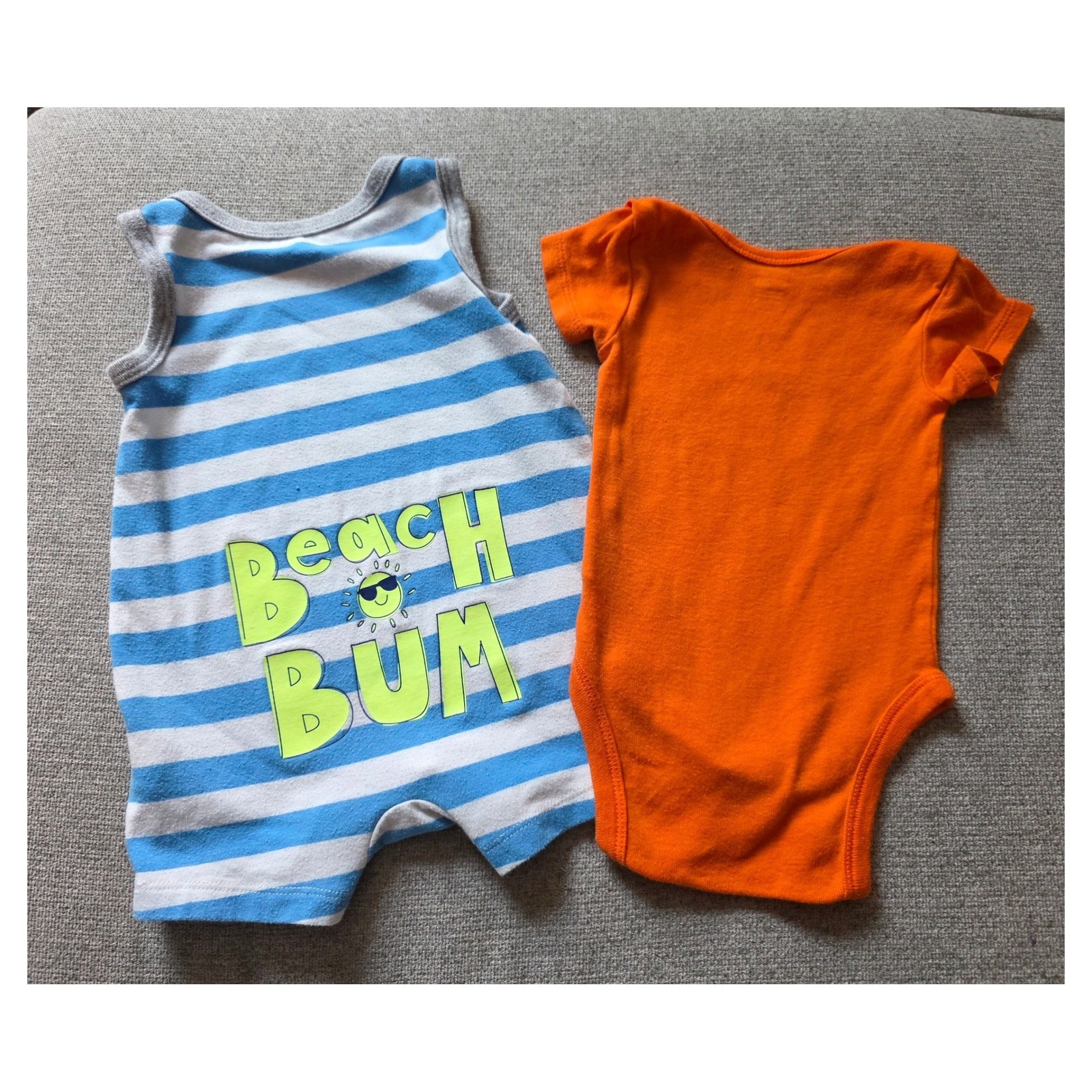 Cat & Jack Beach Bum Romper & Gerber Snappy Crab Onesie Bundle 0-3 Months