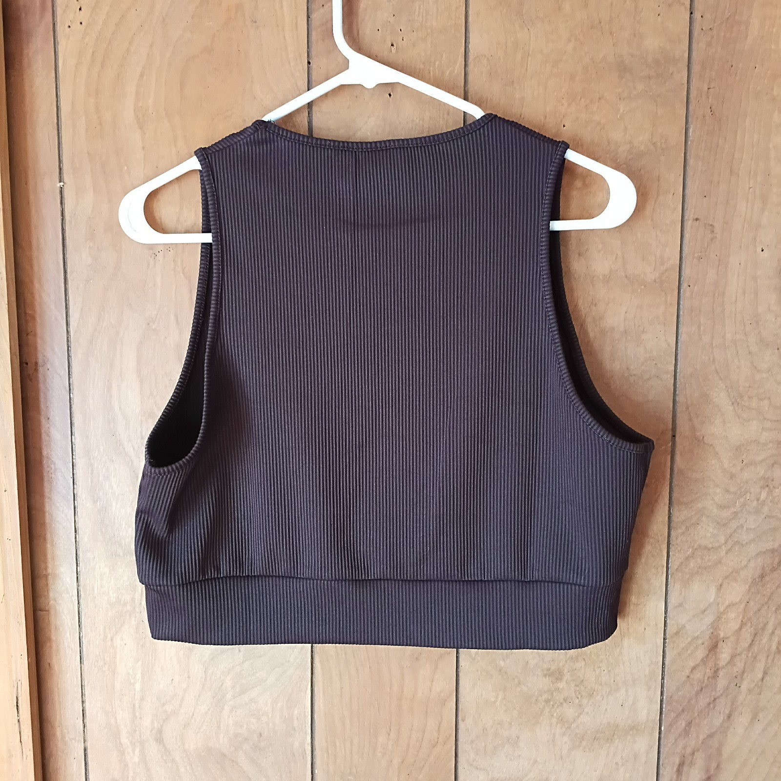 Divided by H&M Ribbed Knit Cropped Tank Top XL Charcoal Brown