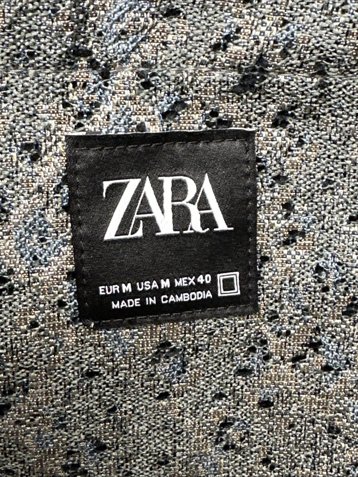 Zara Men’s Cropped Fit Jacquard Bomber Jacket Medium Black Grey Blue Coat NWT