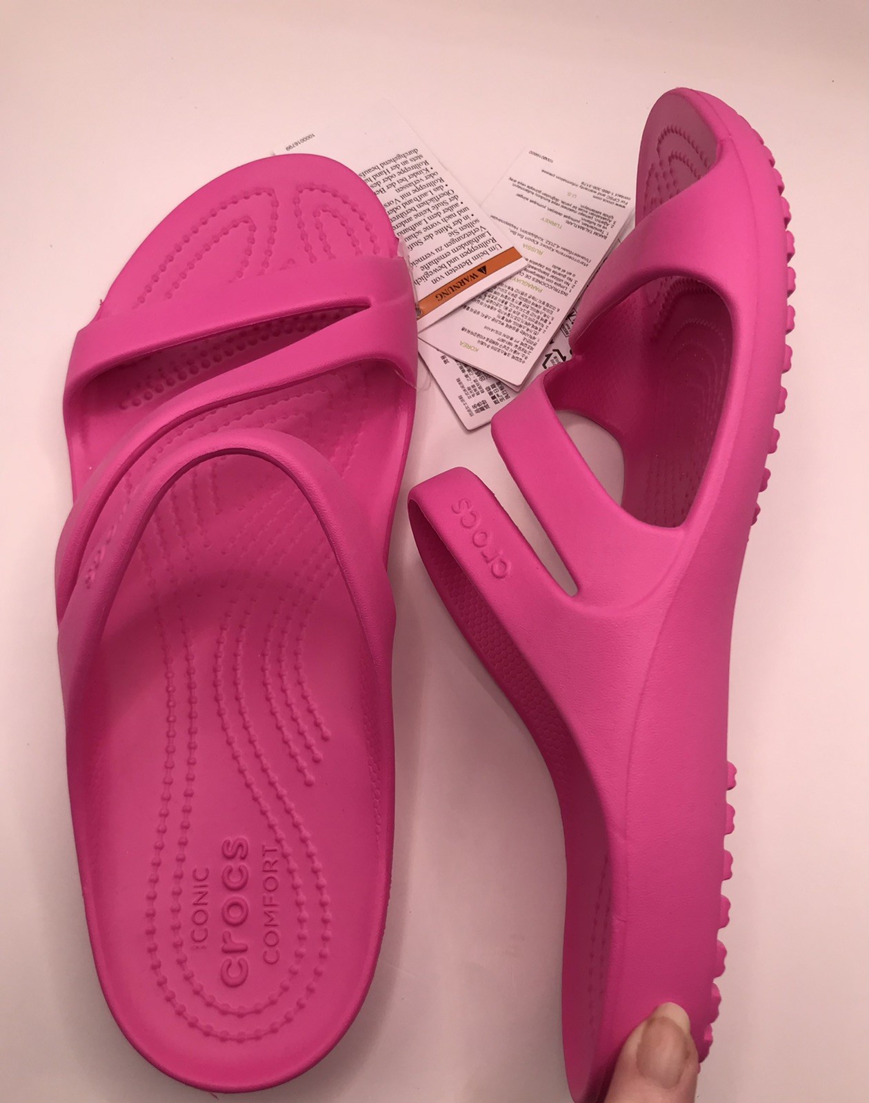 WOMEN’S ELECTRIC PINK CROCS Z-STRAP KADEE II FLIP FLOP BEACH SANDAL SIZE 9 NWT