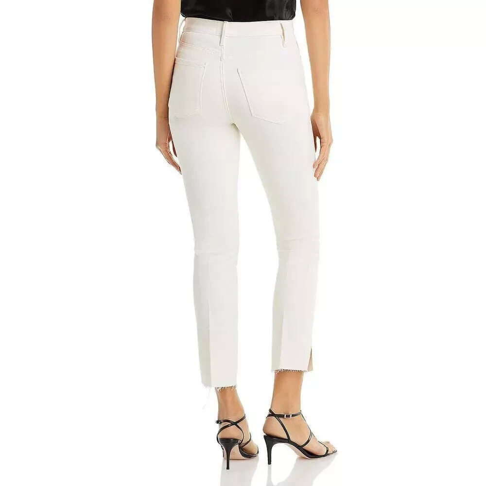NWOT Frame Le Sylvie Slender Straight Jeans High Slit Hems Au Naturel Ivory 24