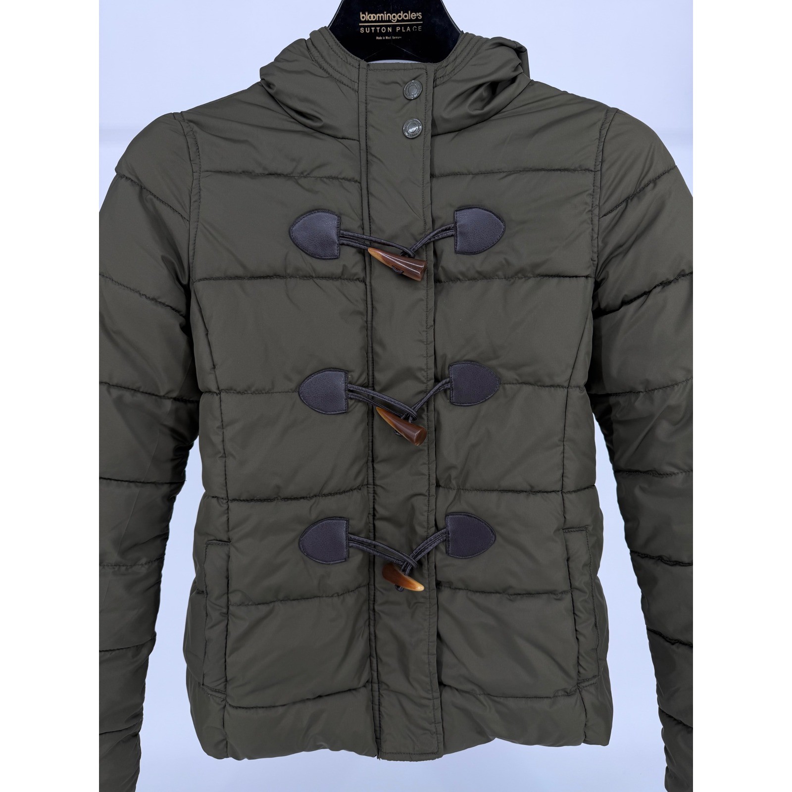 Aeropostale Olive Green Toggle Puffer Jacket Hooded Duffle Coat 8623AF13