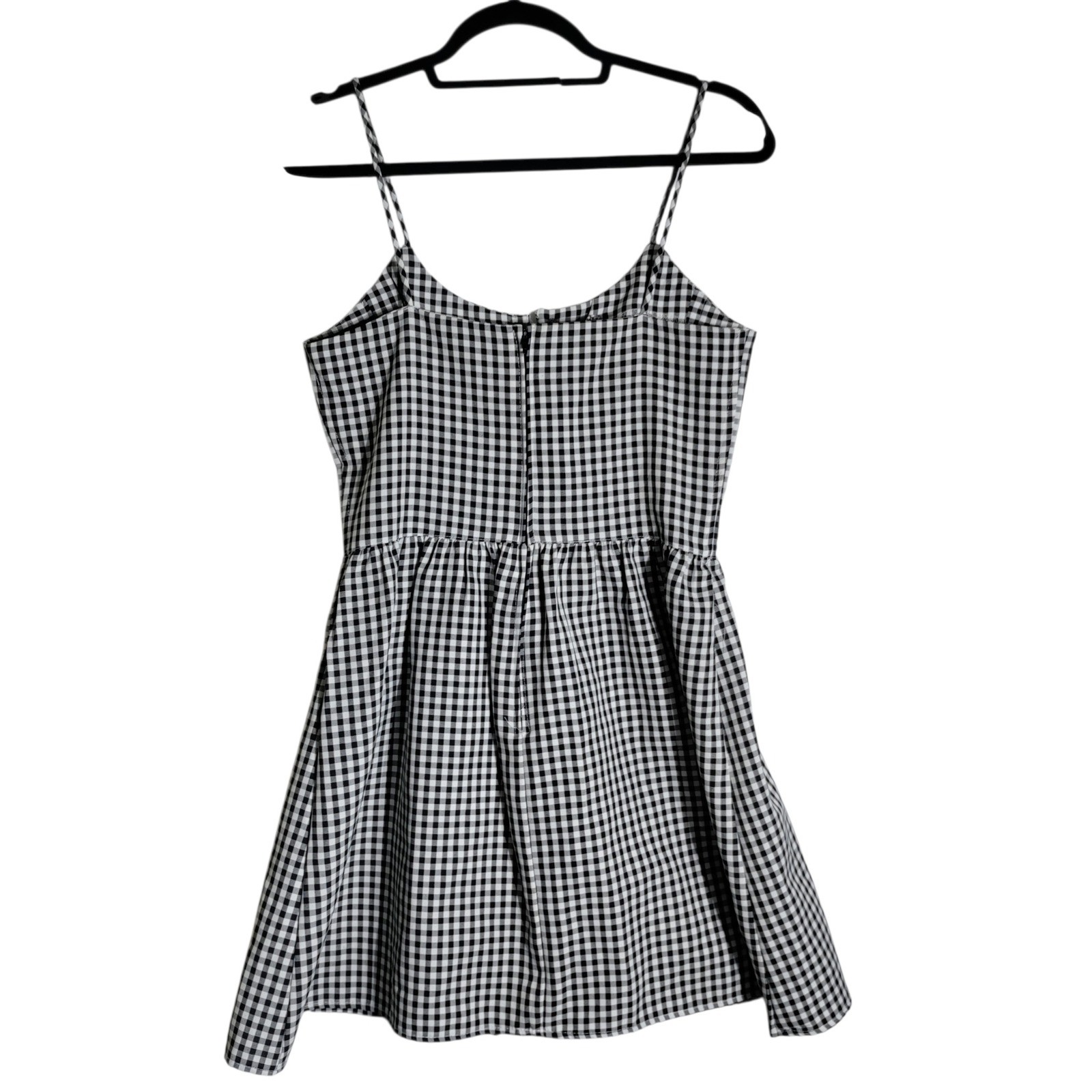 Breakin Loose Vintage Gingham Lace Up Mini Dress Black White Checkered Size 7/8