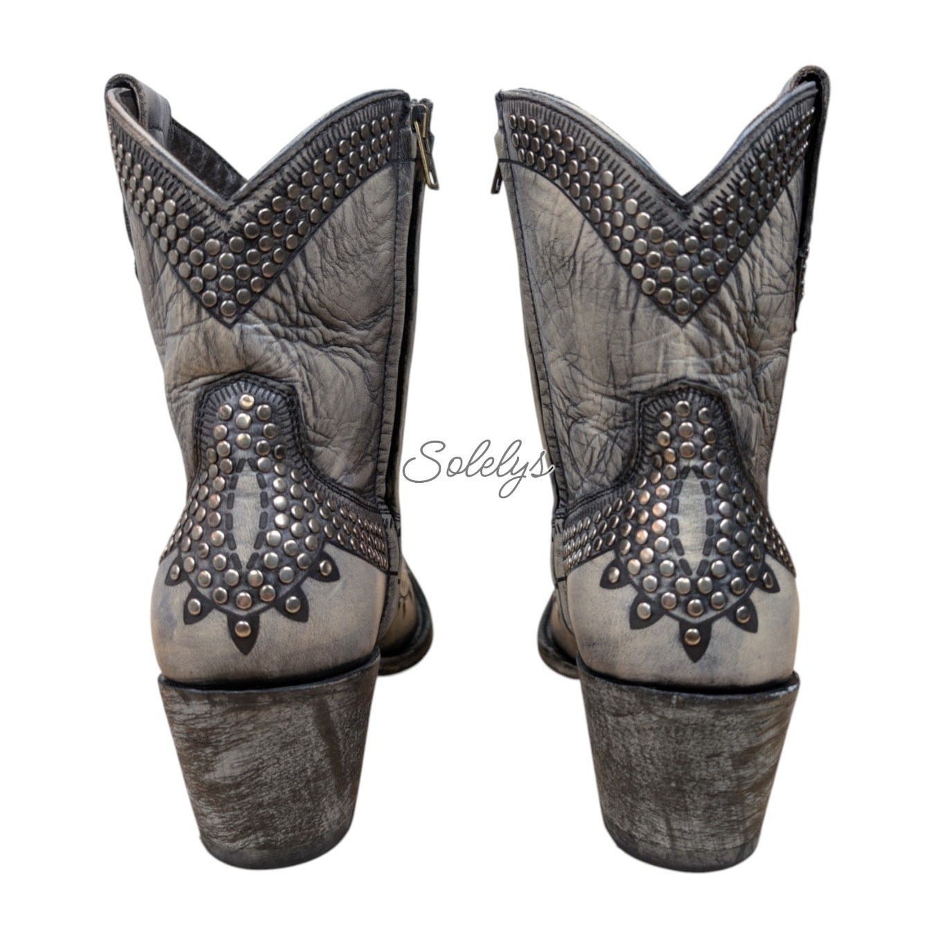 Old Gringo RARE Gunmetal Nailhead Studded Leather Distressed Cowboy Boot 9.5B