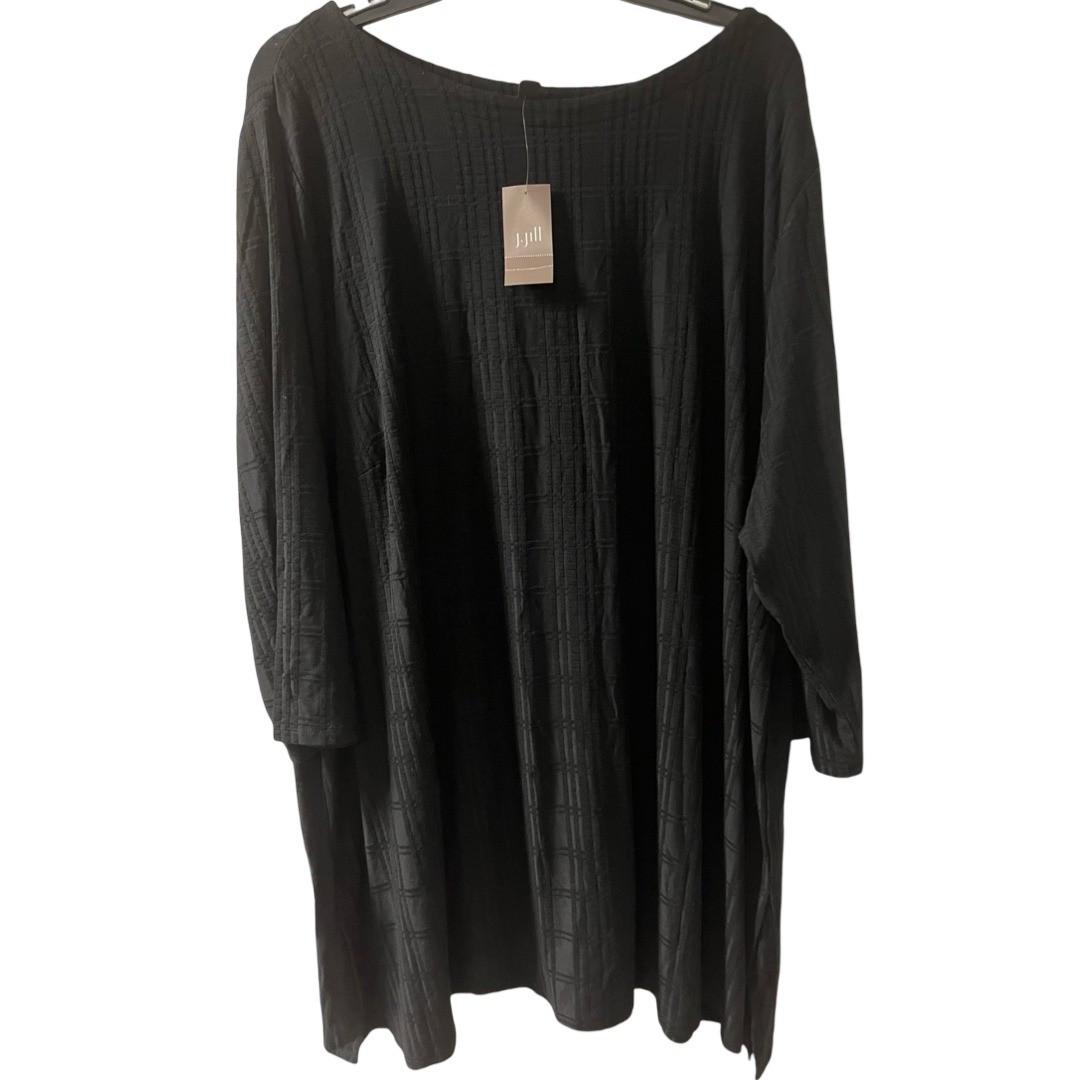 NWT J.Jill Wearever Black Textured Grid Tunic Top 3/4 Sleeve Womens Plus Size 4X