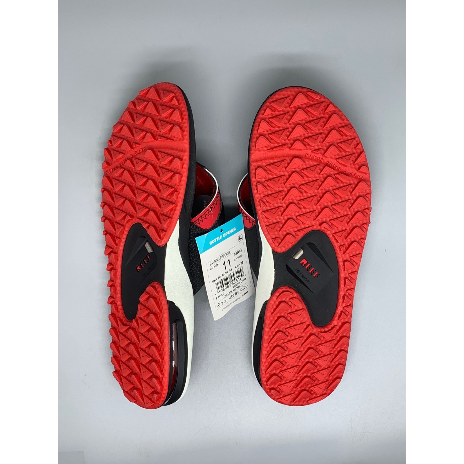 Reef Fanning Pregame Black Red Sandals CJ6403 Men’s Sz 11