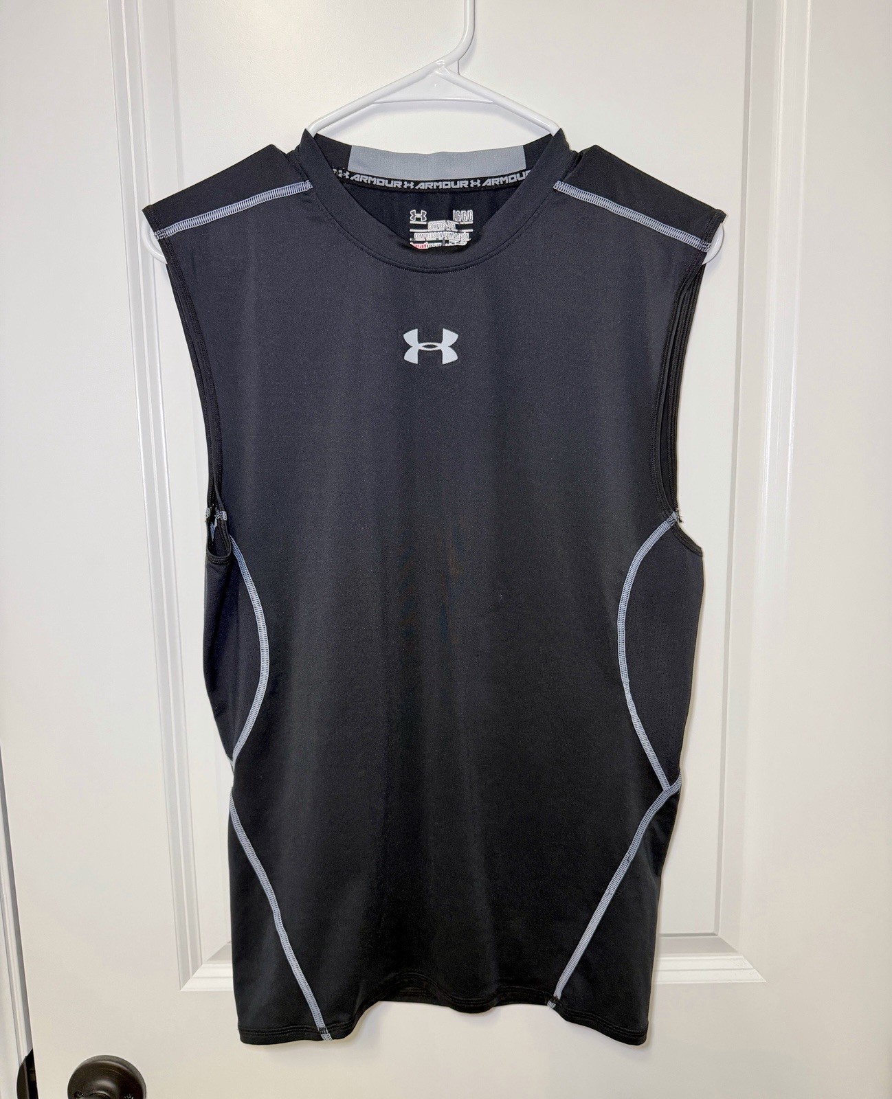 Under Armour Sleeveless Heatgear Compression Shirt Lot 3x Black Gray Blue Large