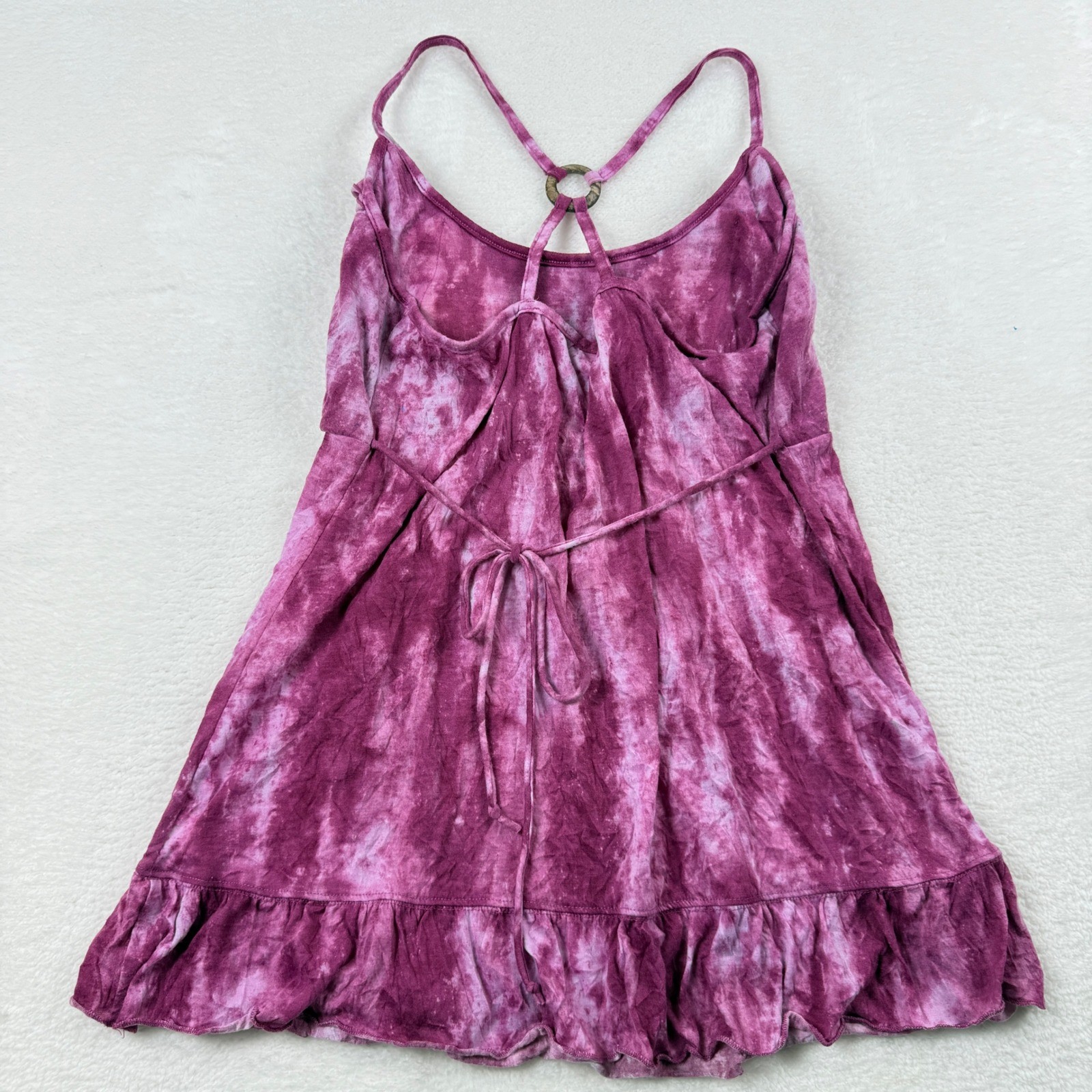 Y2K Self Esteem Tie Dye Babydoll Cami Top Womens XL Purple Boho Fairy