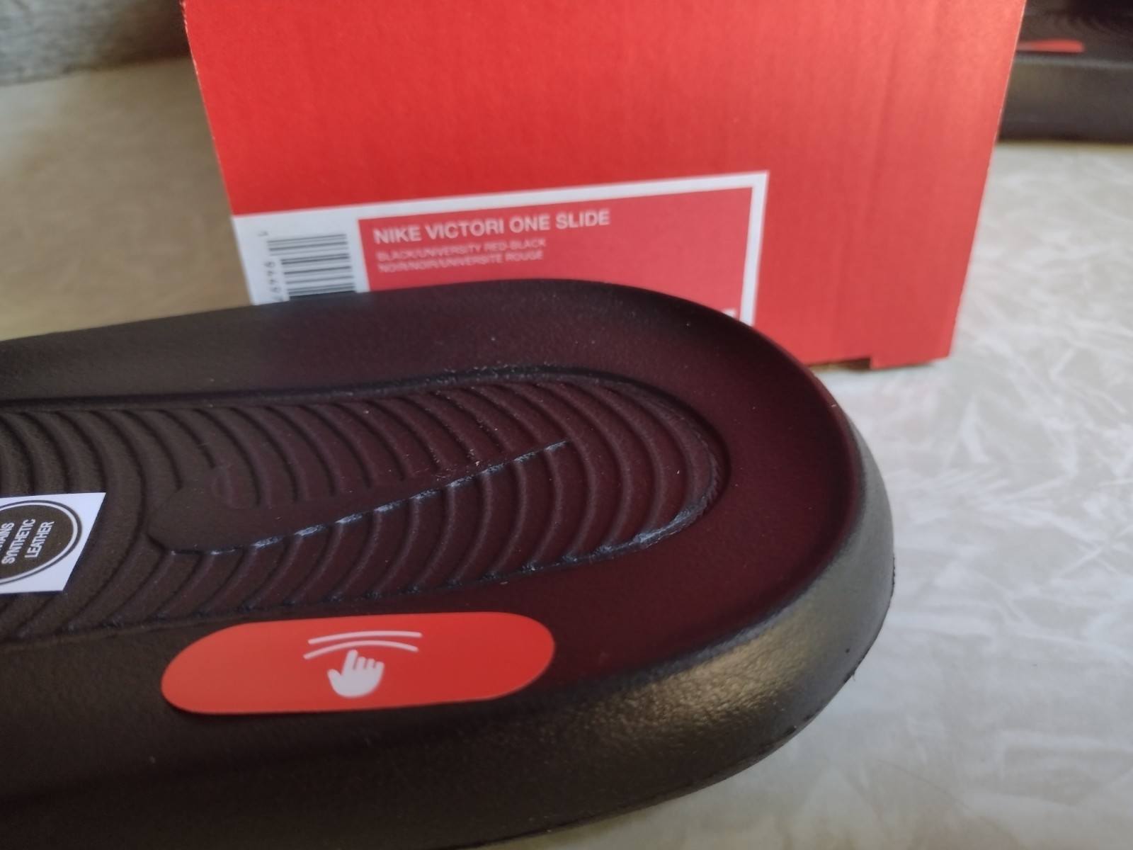 NEW, Men’s Nike Victori One Slides Black/University Red, Style # CN9675 004