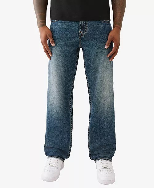 True Religion W34 L33 Bobby Relaxed Baggy Jeans Painted Horseshoe