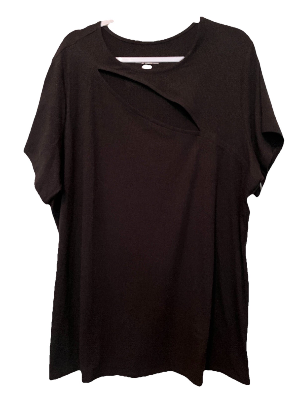 Torrid Super Soft Rib Knit Crew Neck Cut Out Black T-Shirt Plus Size 5 (28) NWT