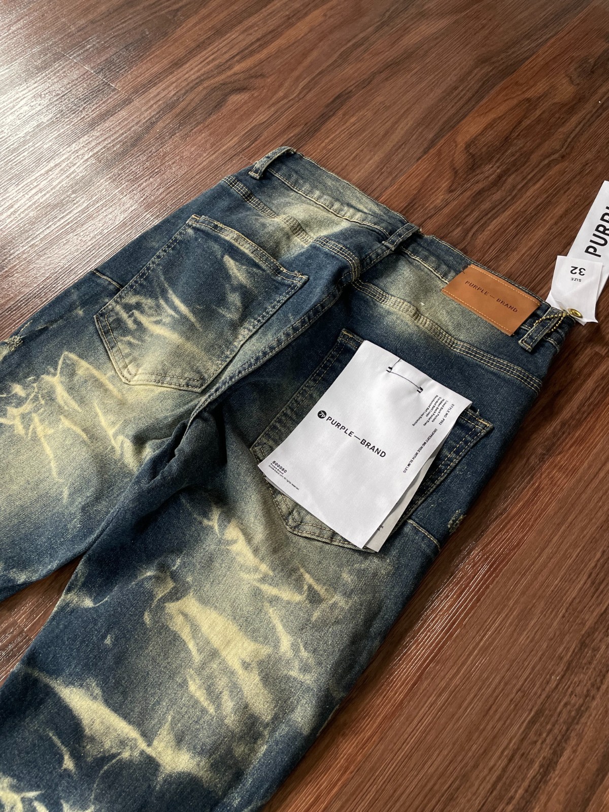 NEW purple Brand Bleached Distressed Jeans Frayed Blue Straight Fit