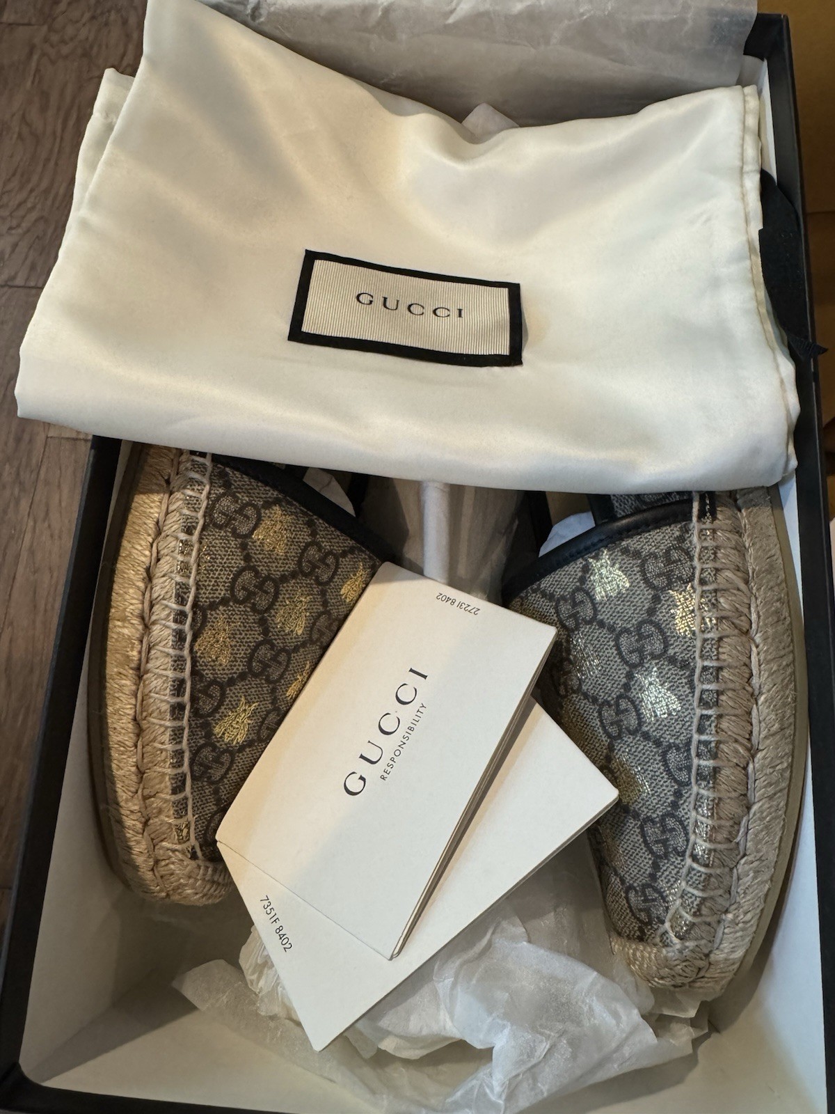 Gucci GG Suree Bees Espadrilles Beige Ebony