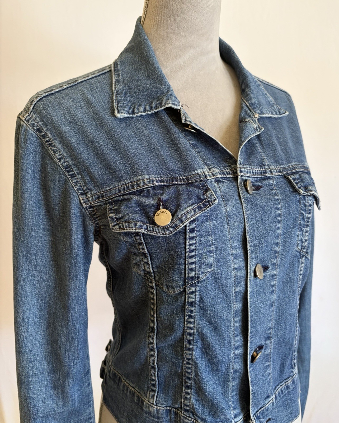 Theory Lightweight Denim Jacket Indigo Size Medium
