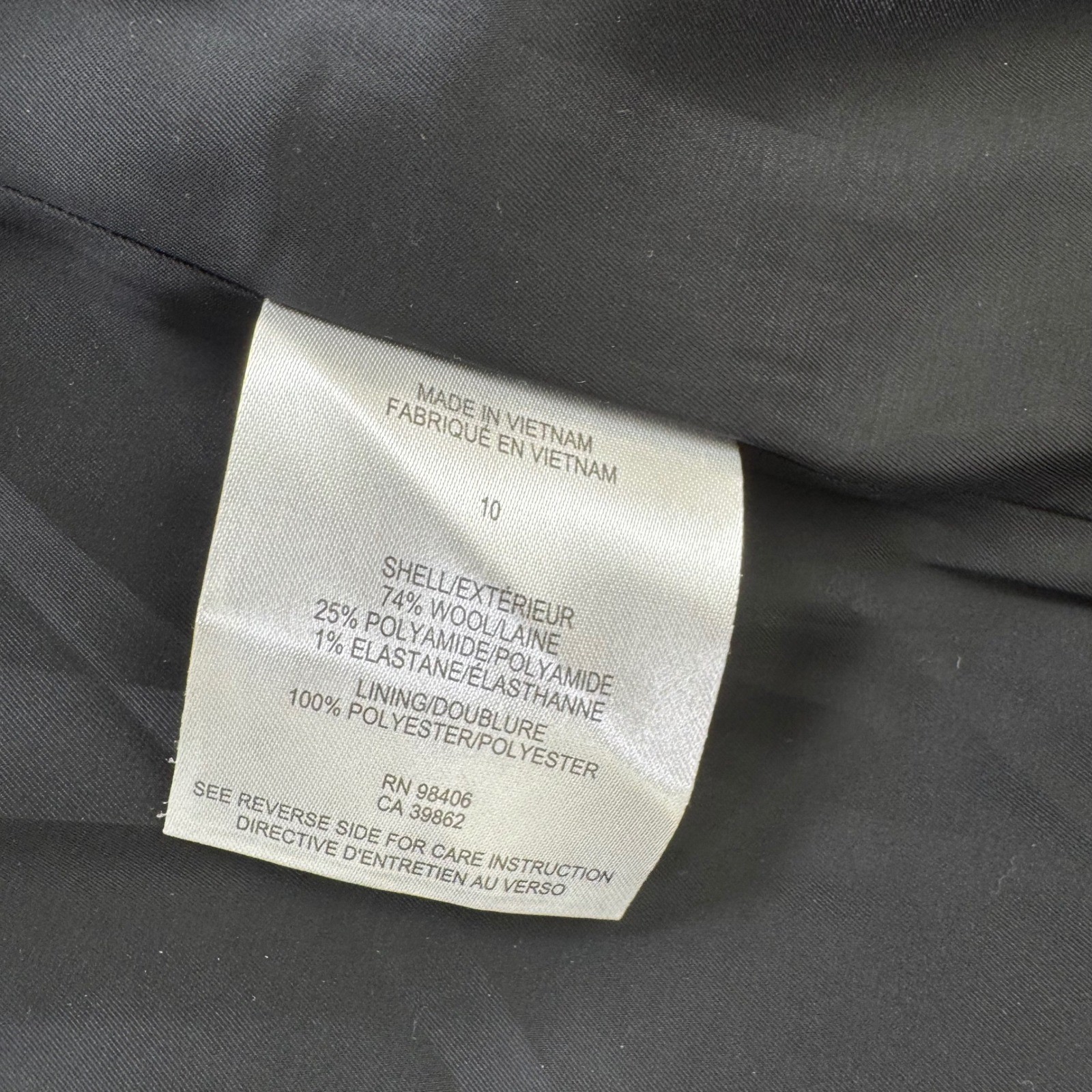 Theory Womens Gray Wool Blend Collarless Open Front Blazer Jacket Size 10