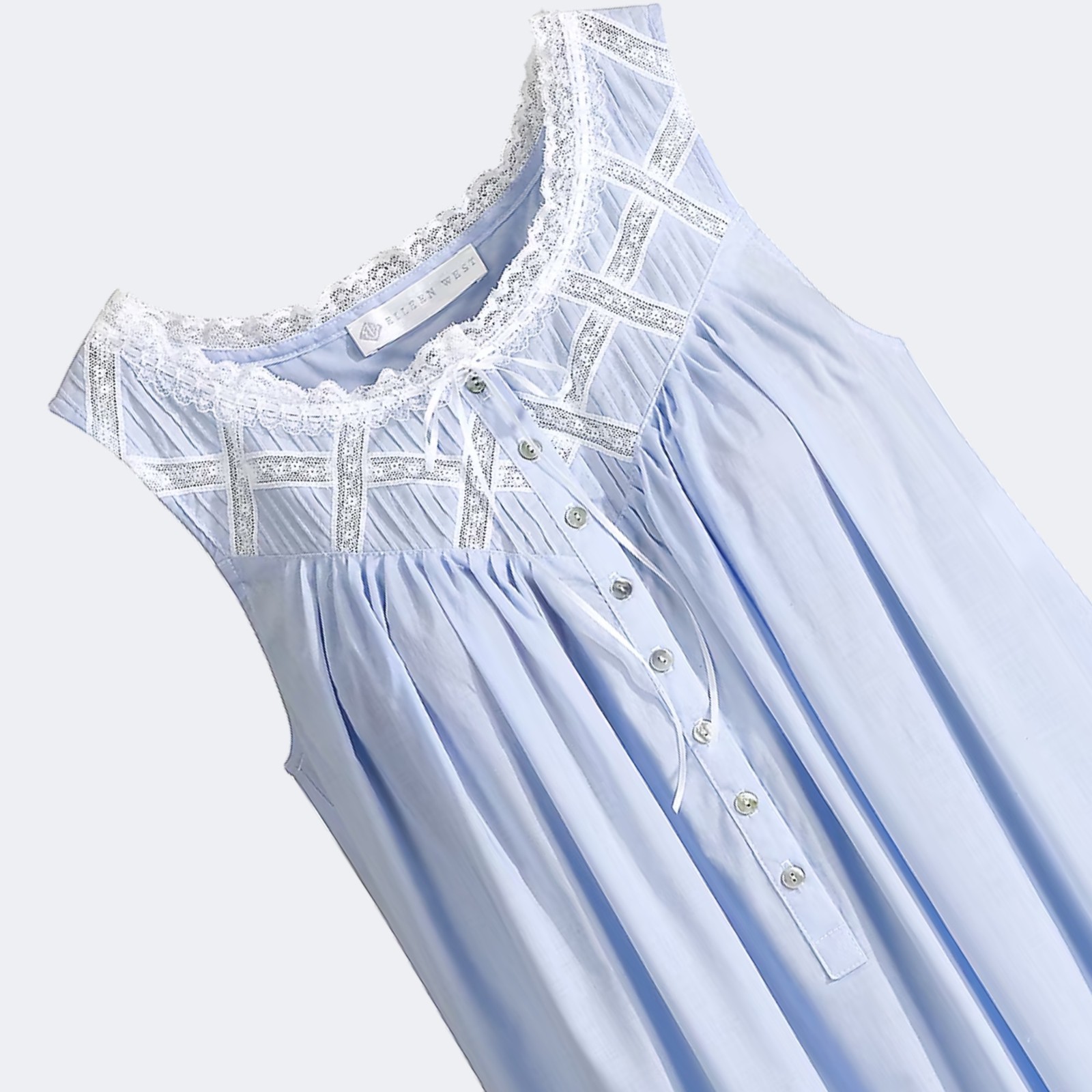 NWT Eileen West Nightgown Long 100% Cotton Lawn Moonlight Sonata, Blue