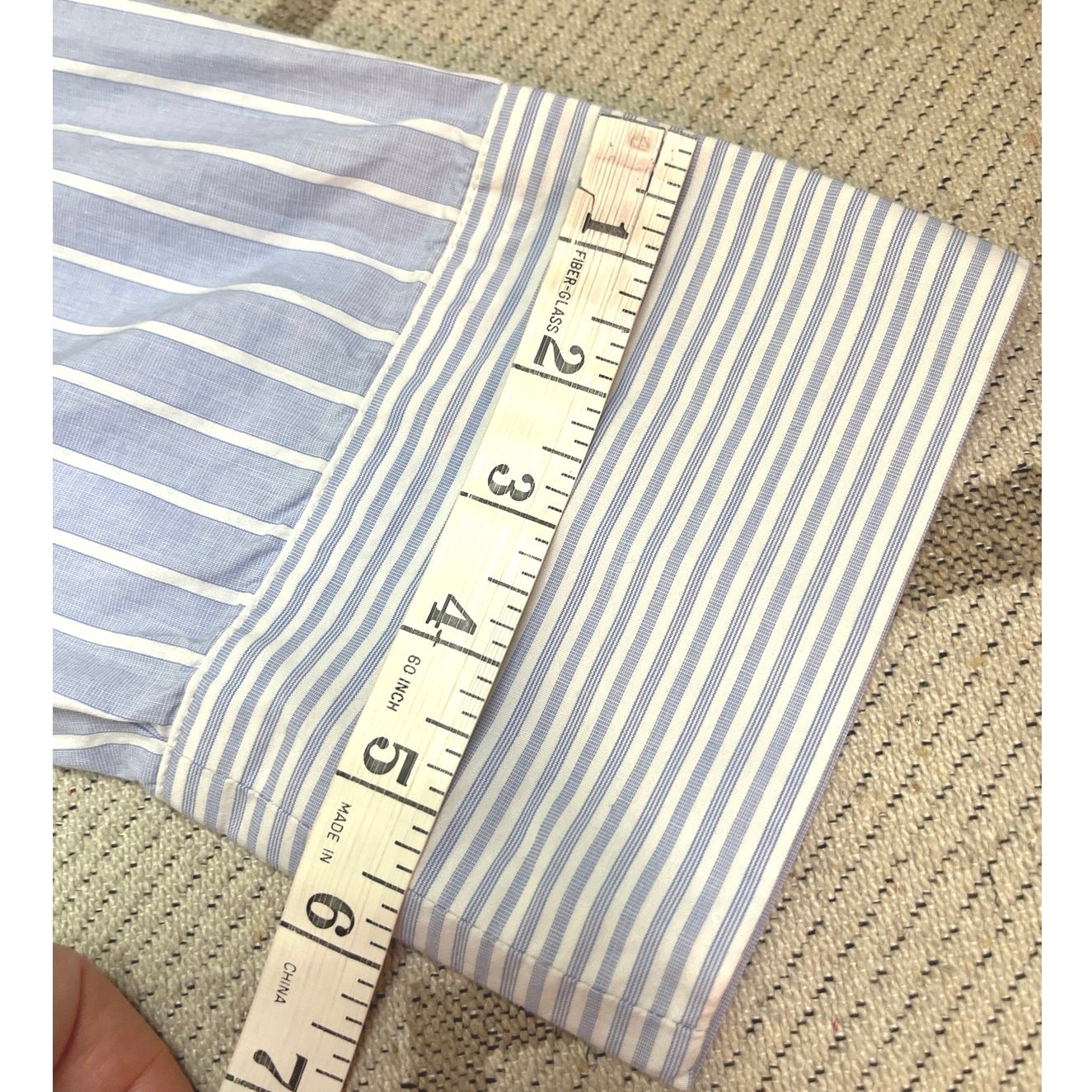 MADELEINE Mode GmbH Blue & White Striped Button Up 3/4 Sleeve Shirt | Size 16