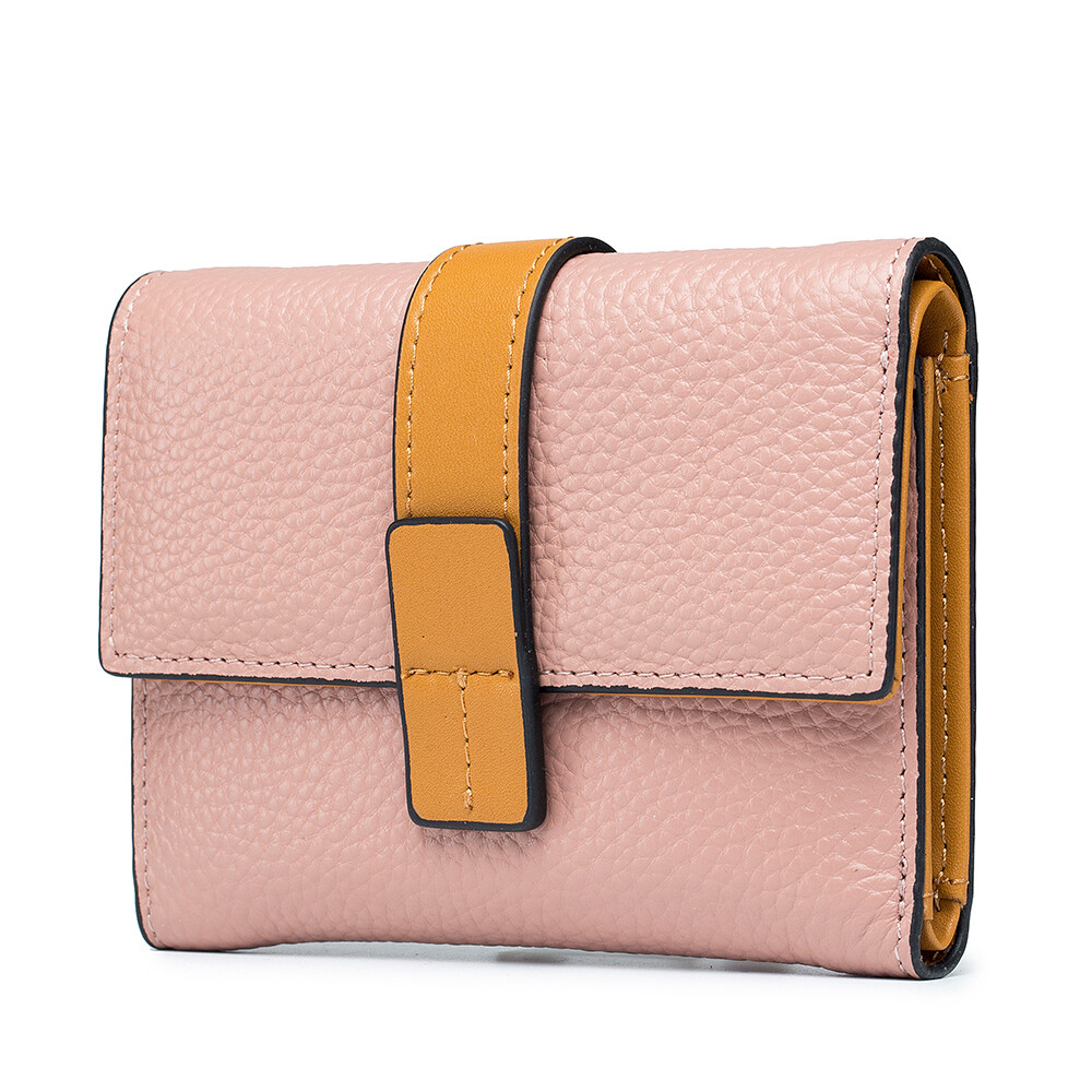 Women Trifold RFID Blocking Leather Clutch Wallet Hasp Card Holder Mini Handbag
