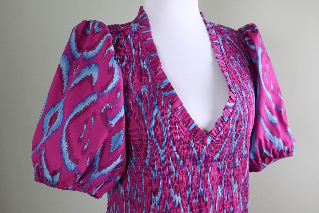 SUGARLIPS Curve NWT $109 Ivani Abstract Brenty Smocked Maxi Dress Size 3X
