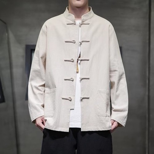 Men’s Chinese style casual long sleeved Tang shirt, Chinese retro shirt