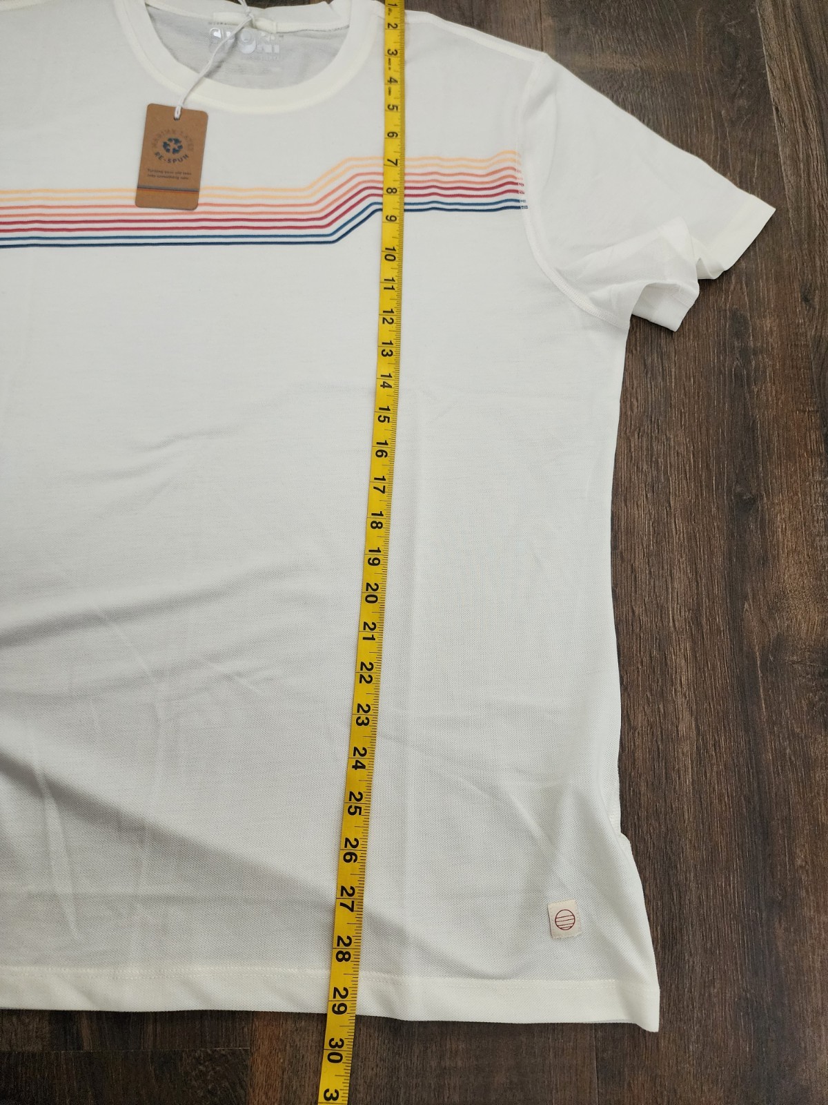 Marine Layer Mens Re-Spun Air Crew Graphic Tee White Sunset Stripe Large “read”