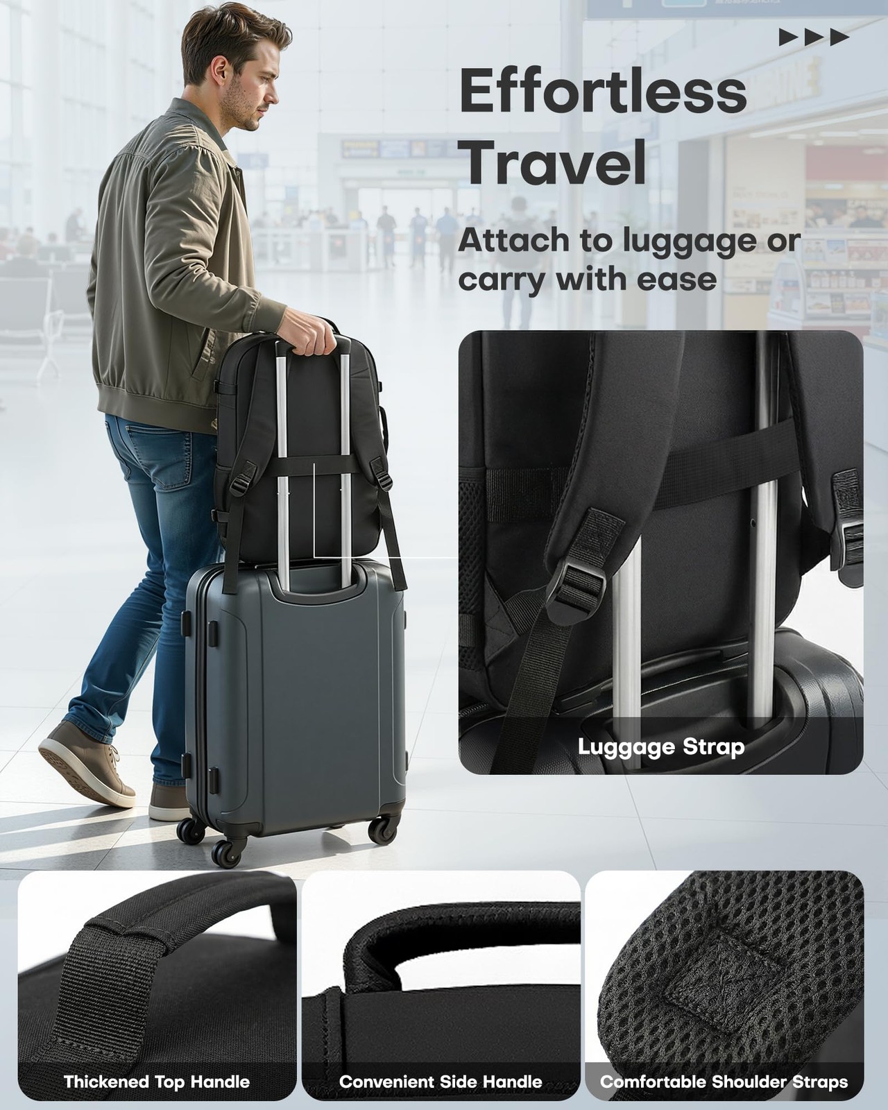 Black TSAFriendly CarryOn Travel Backpack 16.9×11.4×7.9 Inch Waterproof