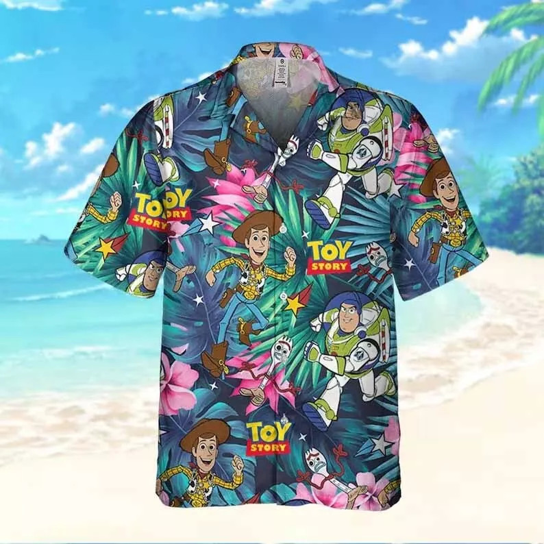 Disney Toy Story Summer Hawaii Disney Aloha 3D Shirt, Hawaiian Button Shirt