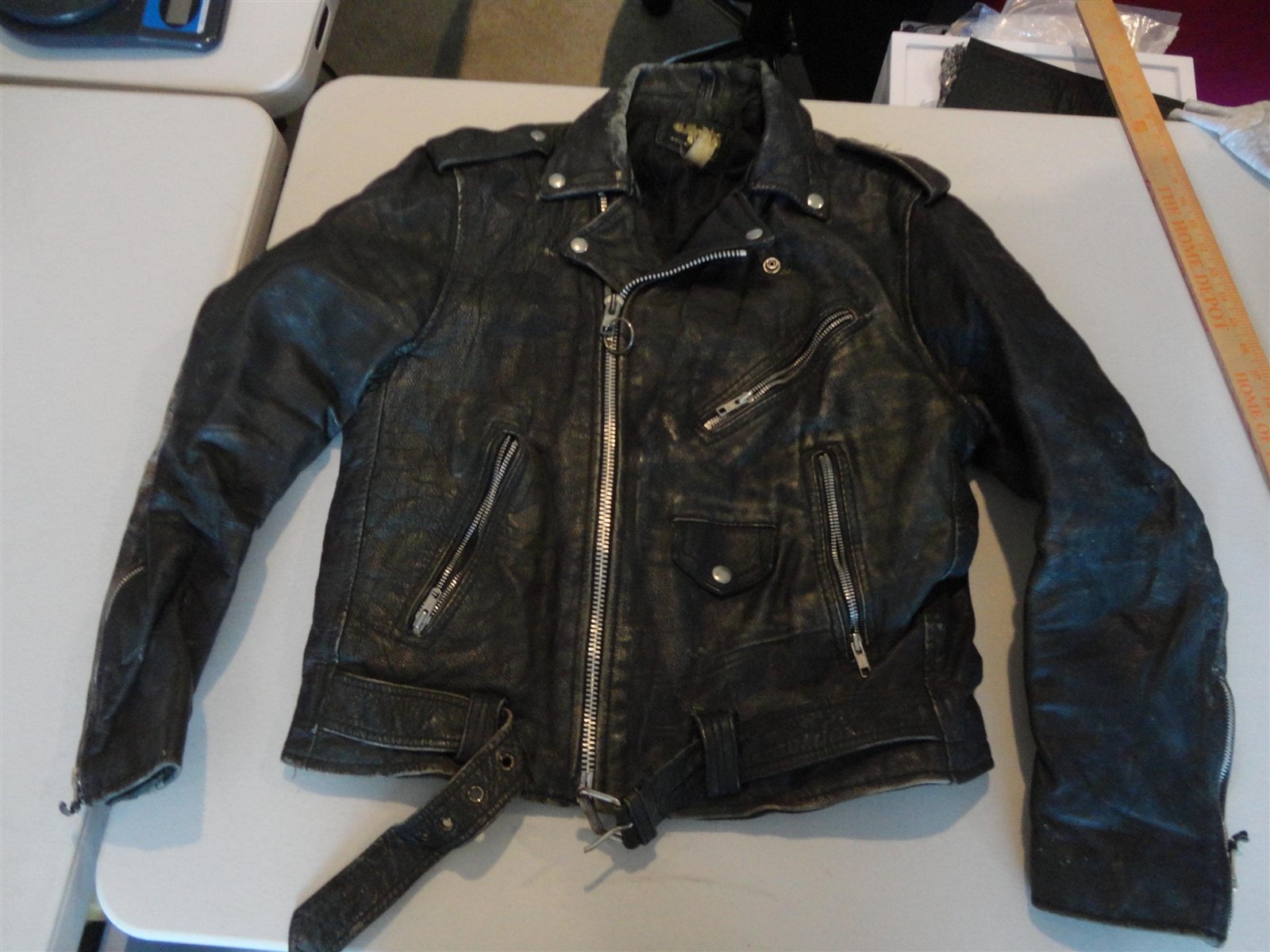 Vtg FILTH Live The Chaos Punks Umr Motorcycle Biker Punk Rock Leather Jacket M