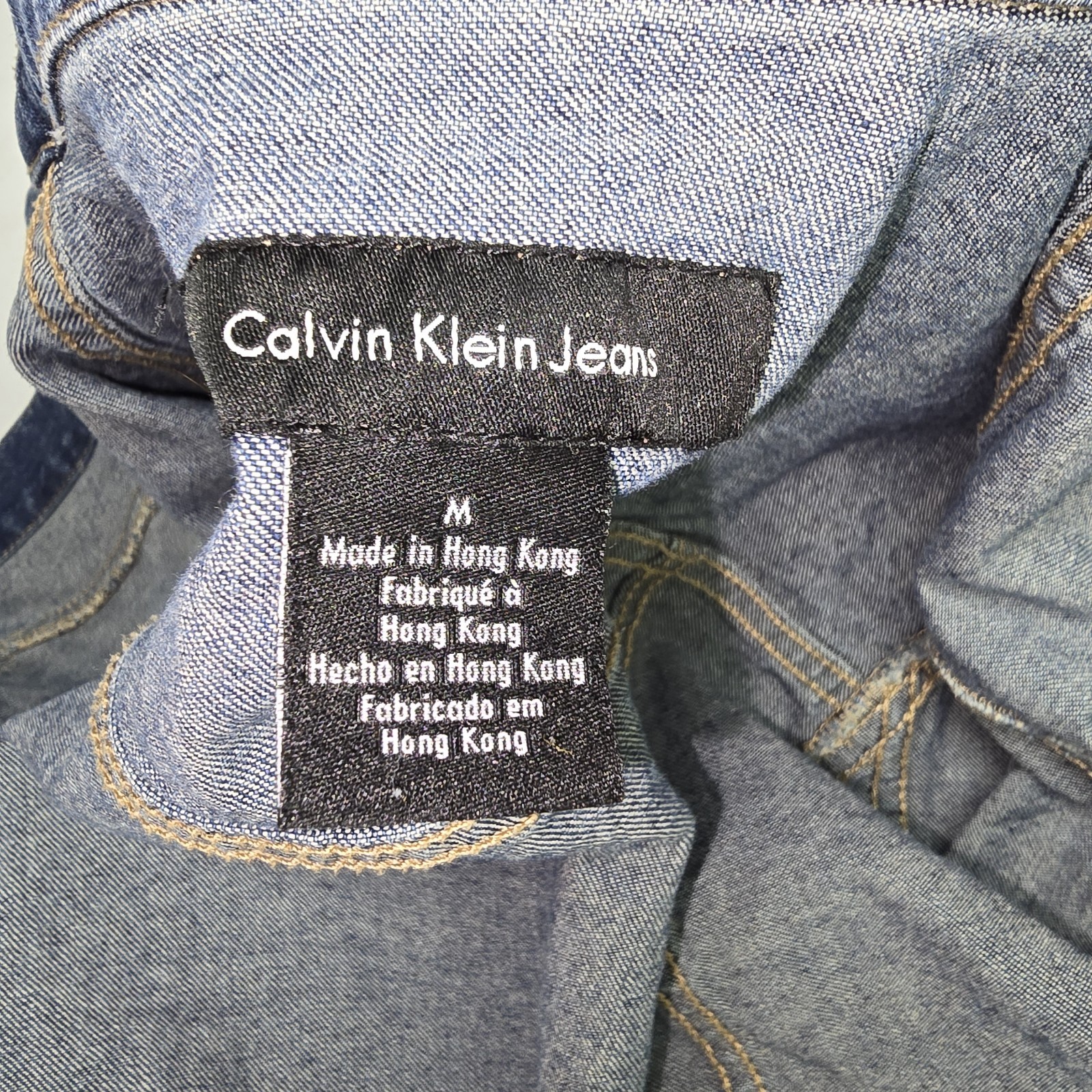Calvin Klein Jeans Jacket Womens Size M Blue Denim Jean Trucker VTG Hong Kong
