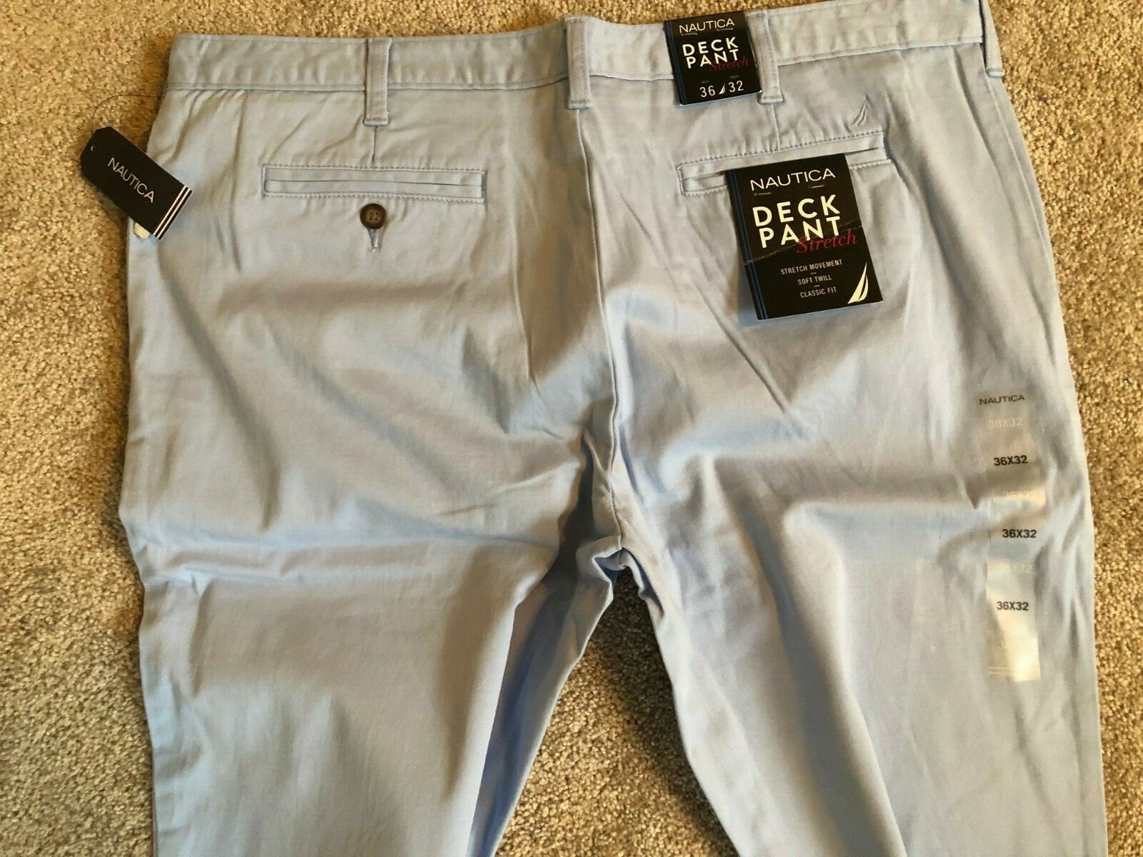 NWT Men’s Nautica Flat Front Classic Fit Deck Pants Chino Waist 34/36/38″