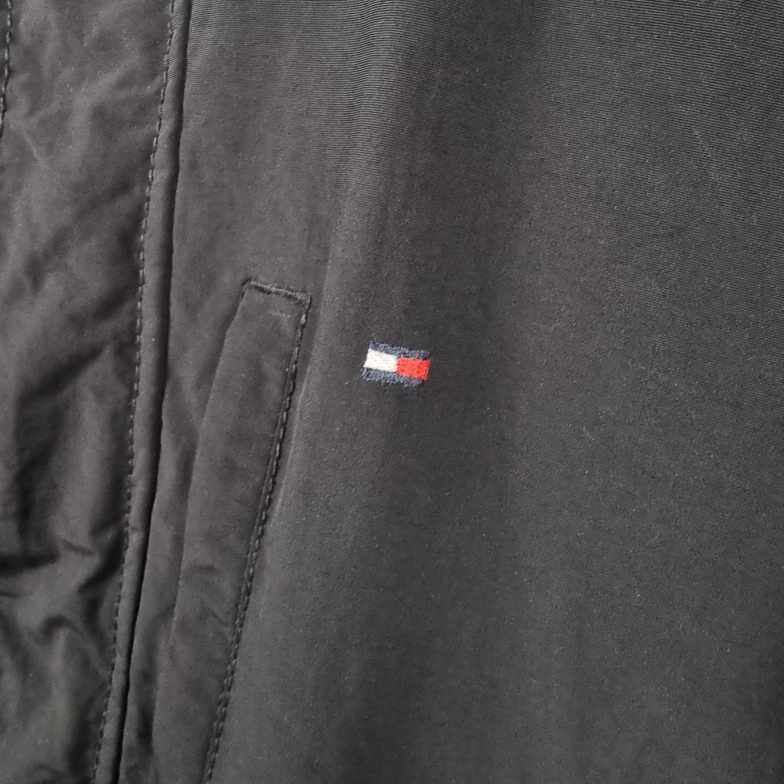 TOMMY HILFIGER Jacket Mens M Medium Black Parka Coat Hooded Insulated Lined