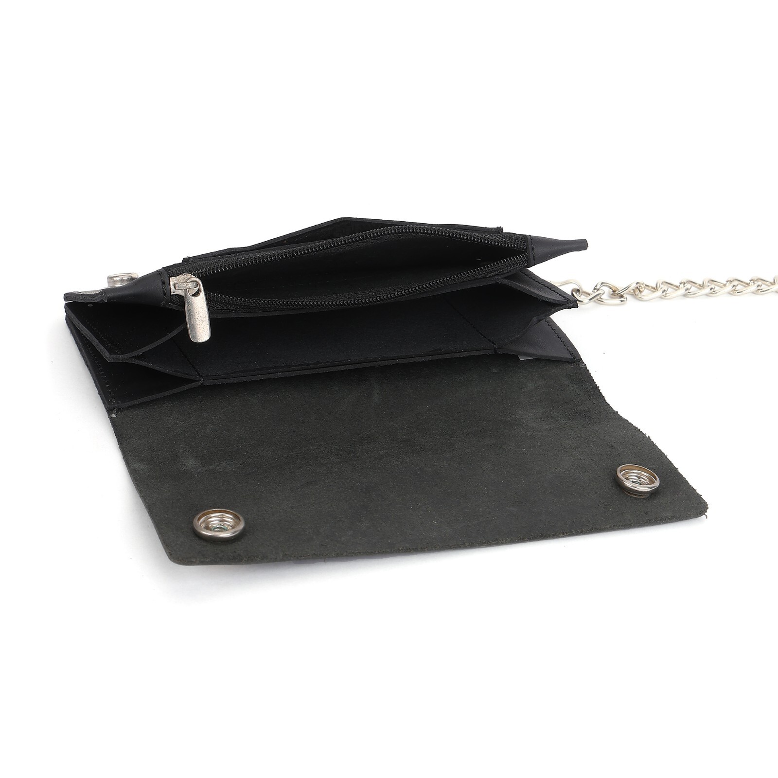 Leatherboss Leather Men Large Eagle Wallet with Chain Biker Trucker, Black