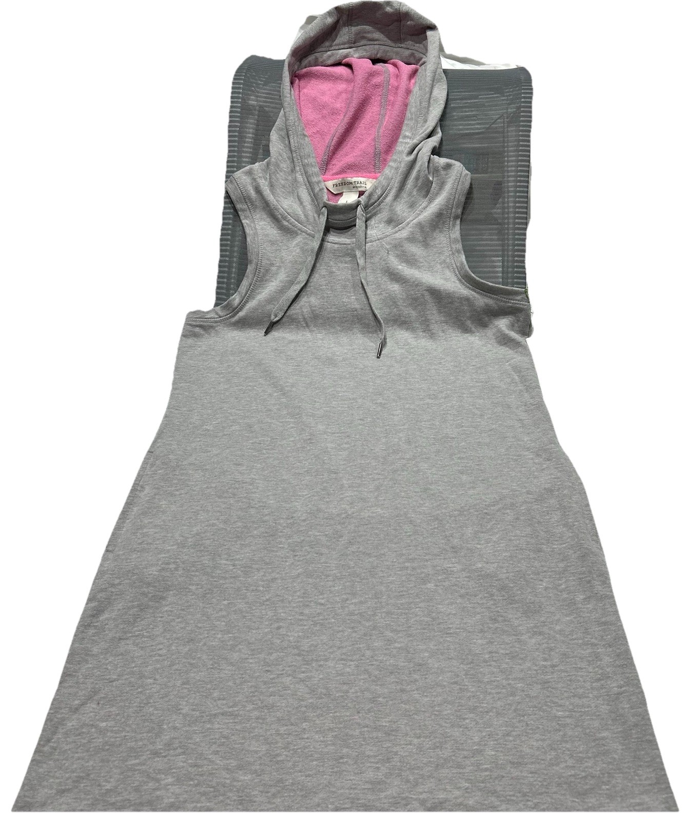 Freedom Trail Kyodan Gray Sleeveless Hoodie Dress NWT Pink Lined Athleisure Sz M