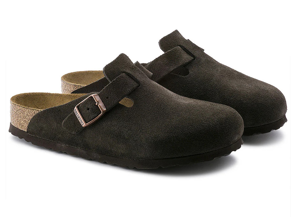 Birkenstock Boston Suede Leather Soft Footbed Taupe/Black/Mocha/Clog Sandals