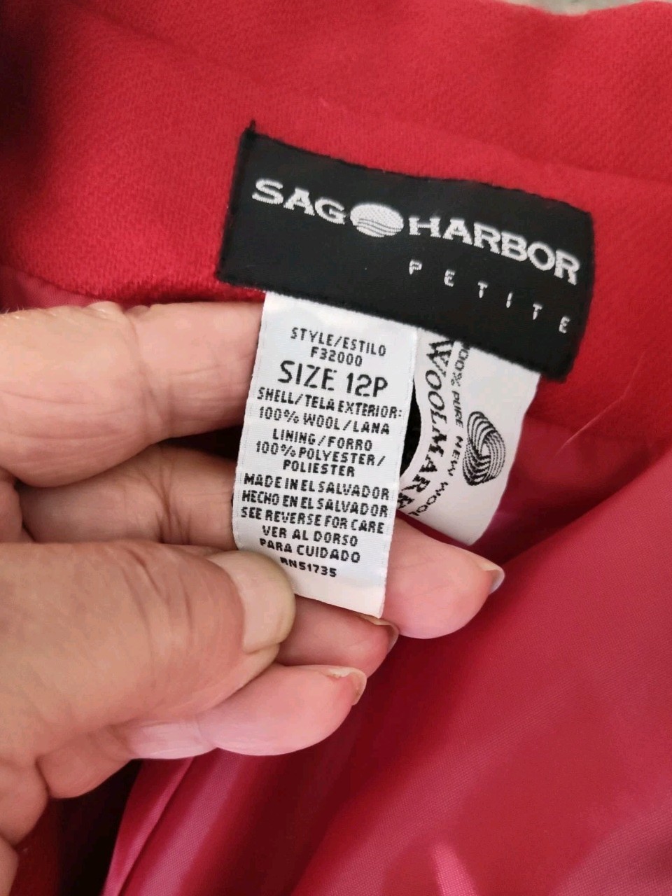 Vintage Sag Harbor 100% Wool 12 Petite Single Button Collared Lapel Blazer