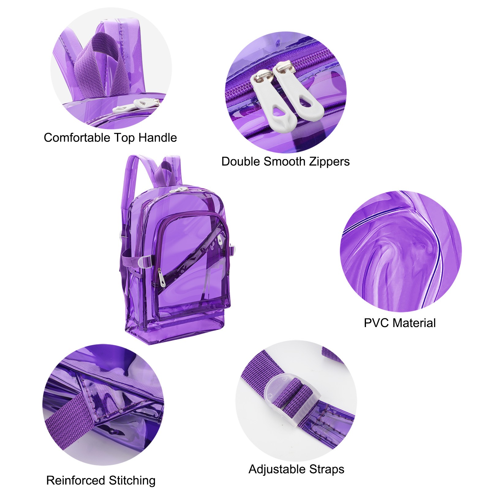 Heavy Duty Clear Backpack Waterproof Transparent Sling Bag School Travel Bookbag