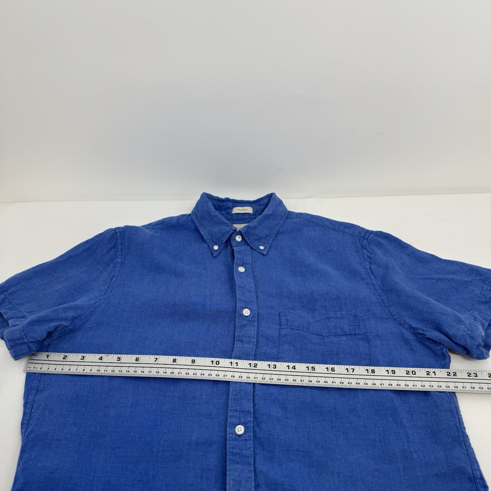 Baird McNutt J Crew Irish Linen Shirt Mens M Classic Fit Blue Lightweight BE546