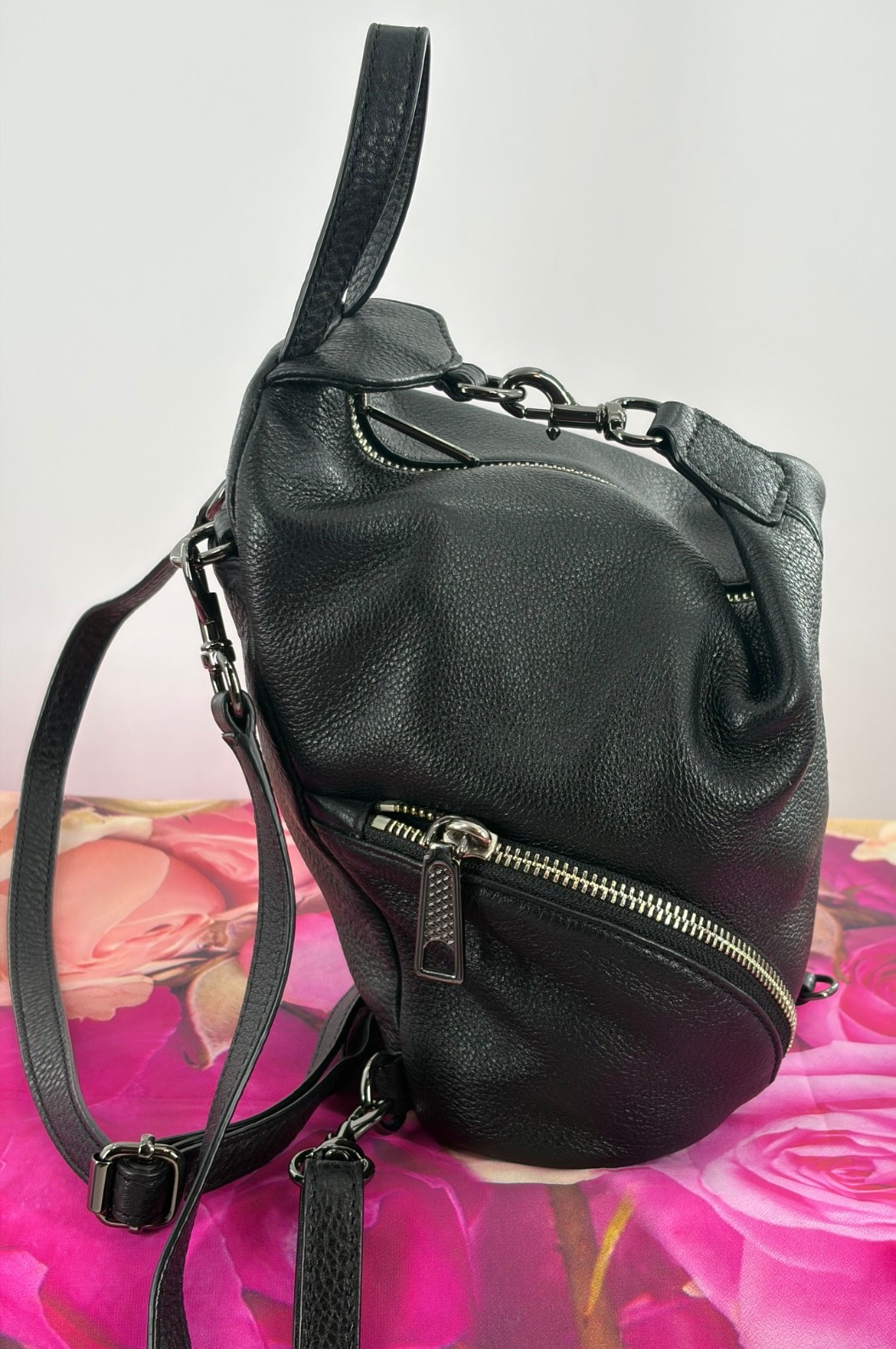 Rebecca Minkoff Pre-loved Julian Convertible 100% Leather Small Black Backpack