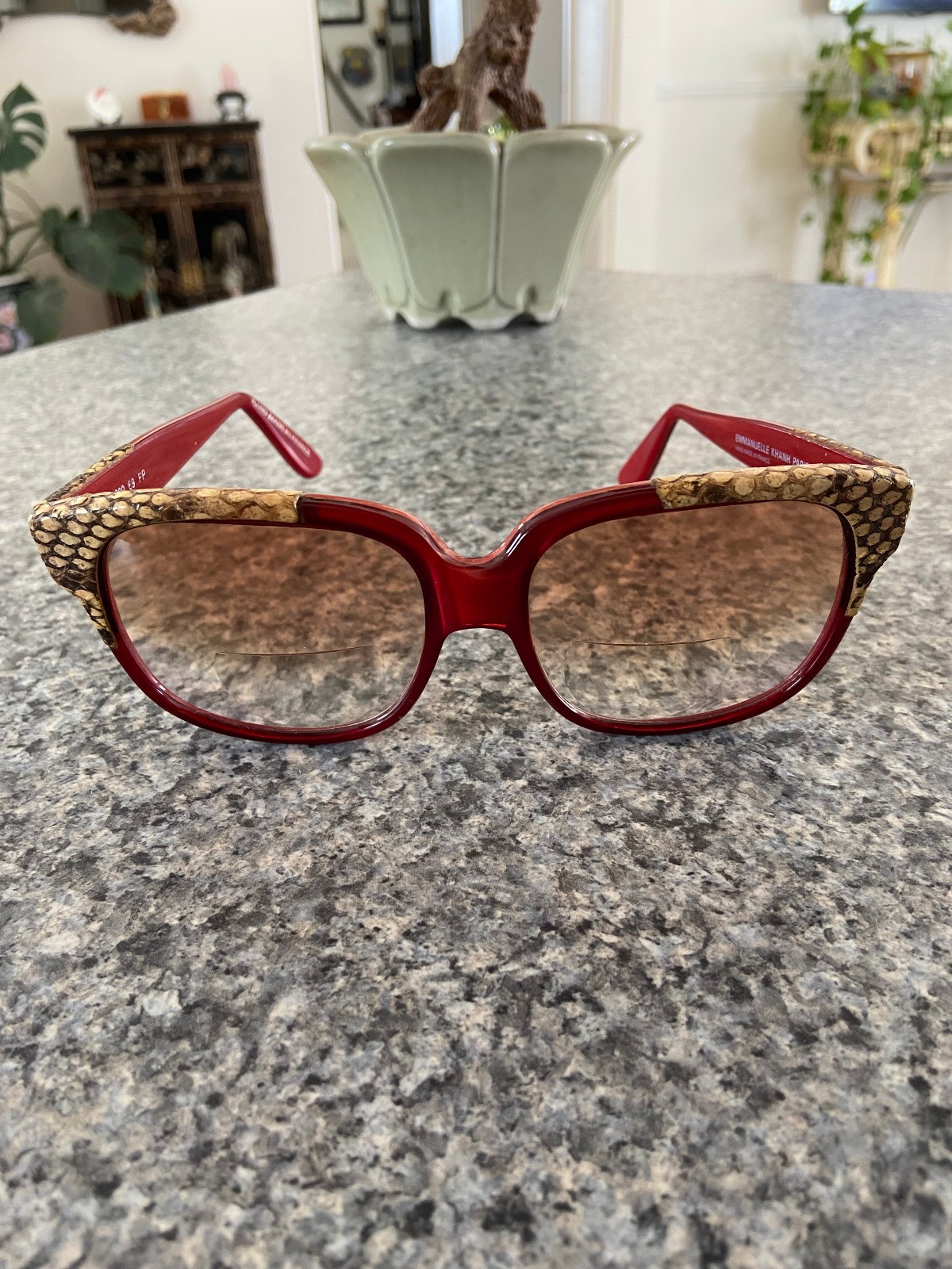 Emmanuelle Khanh Paris 8080 69 PP Red Snake Skin Framed Sunglasses