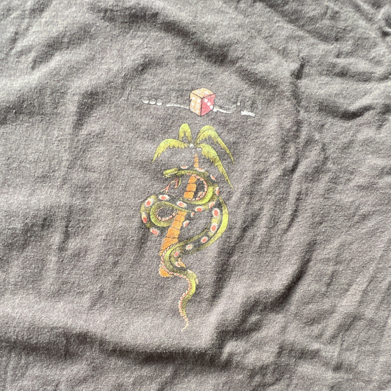 …Lost Men Medium M Gray Short Sleeve Hula Girl Hawaiian Graphic Tee Surfwear