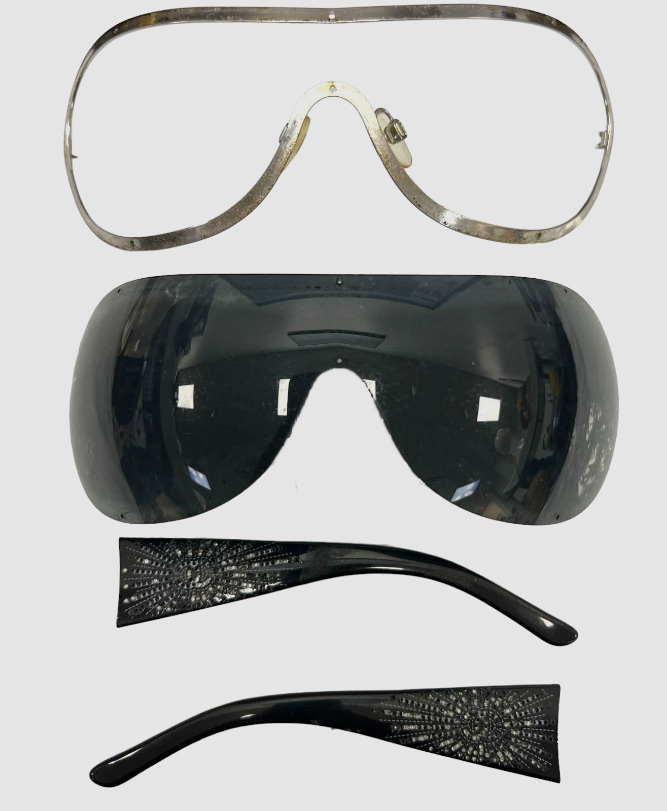 $250 Chanel 4148-B 127/87 Women’s Black Shield Sunglasses 120mm